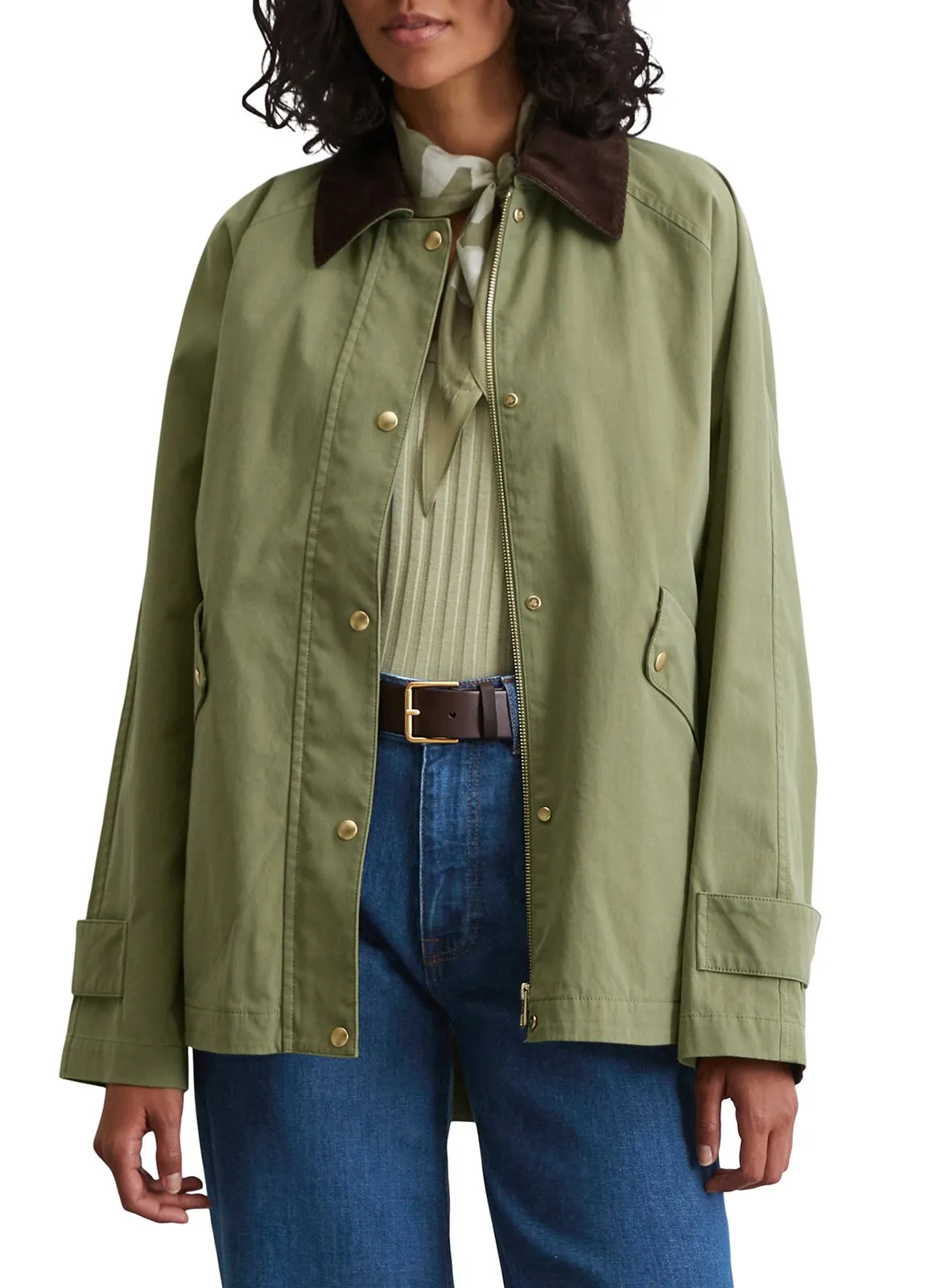 Veste col classique en coton mélangé Vert