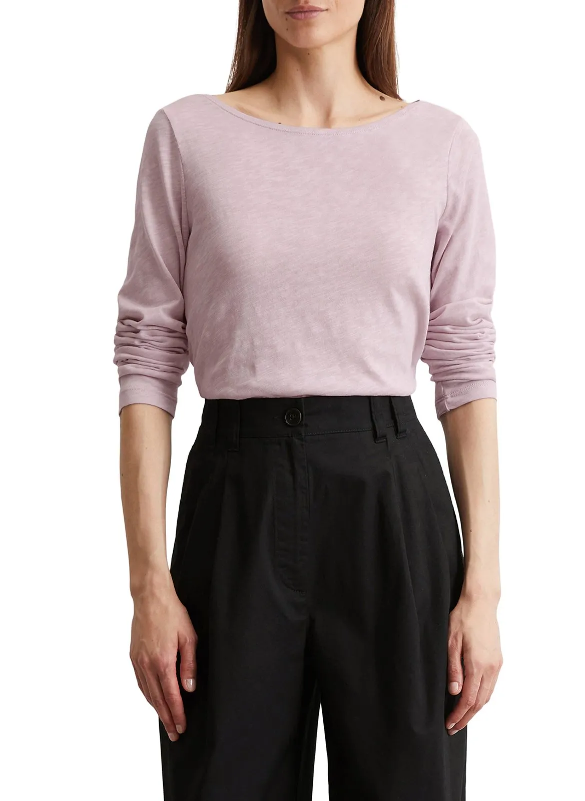 Tee-shirt col bateau en coton Rose