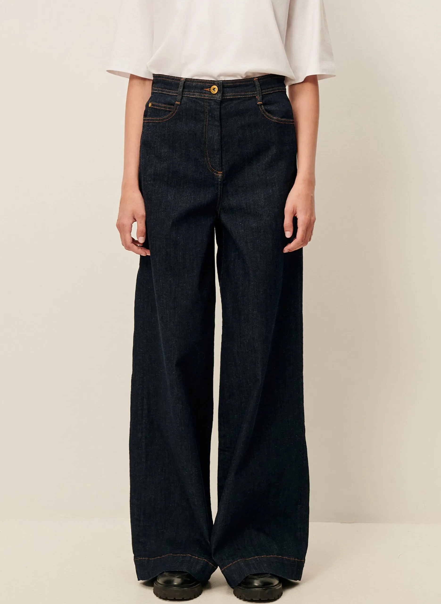 Jean patte d'eph en coton Bleu CAPTAIN