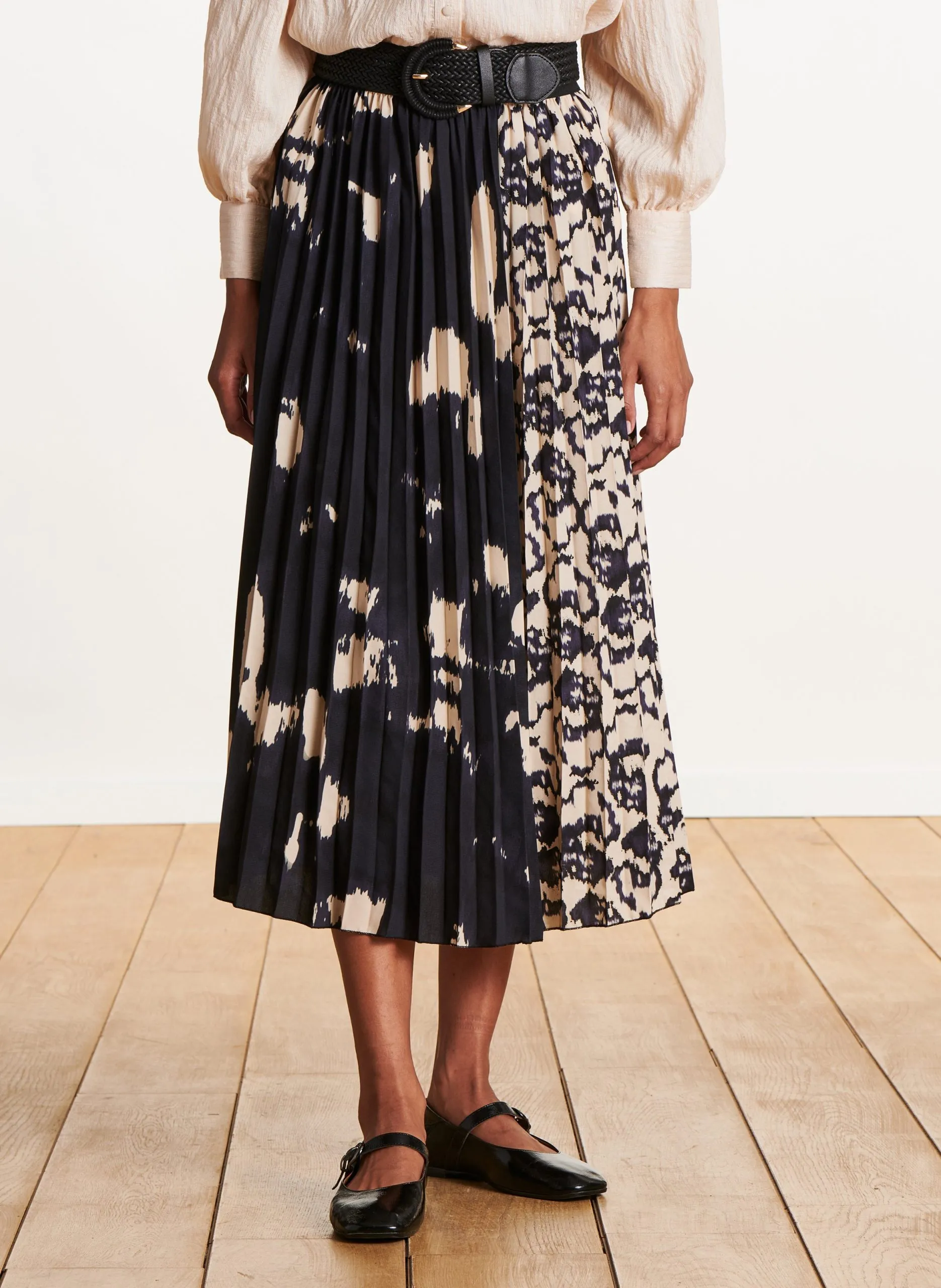 Jupe midi plissée Multicolore