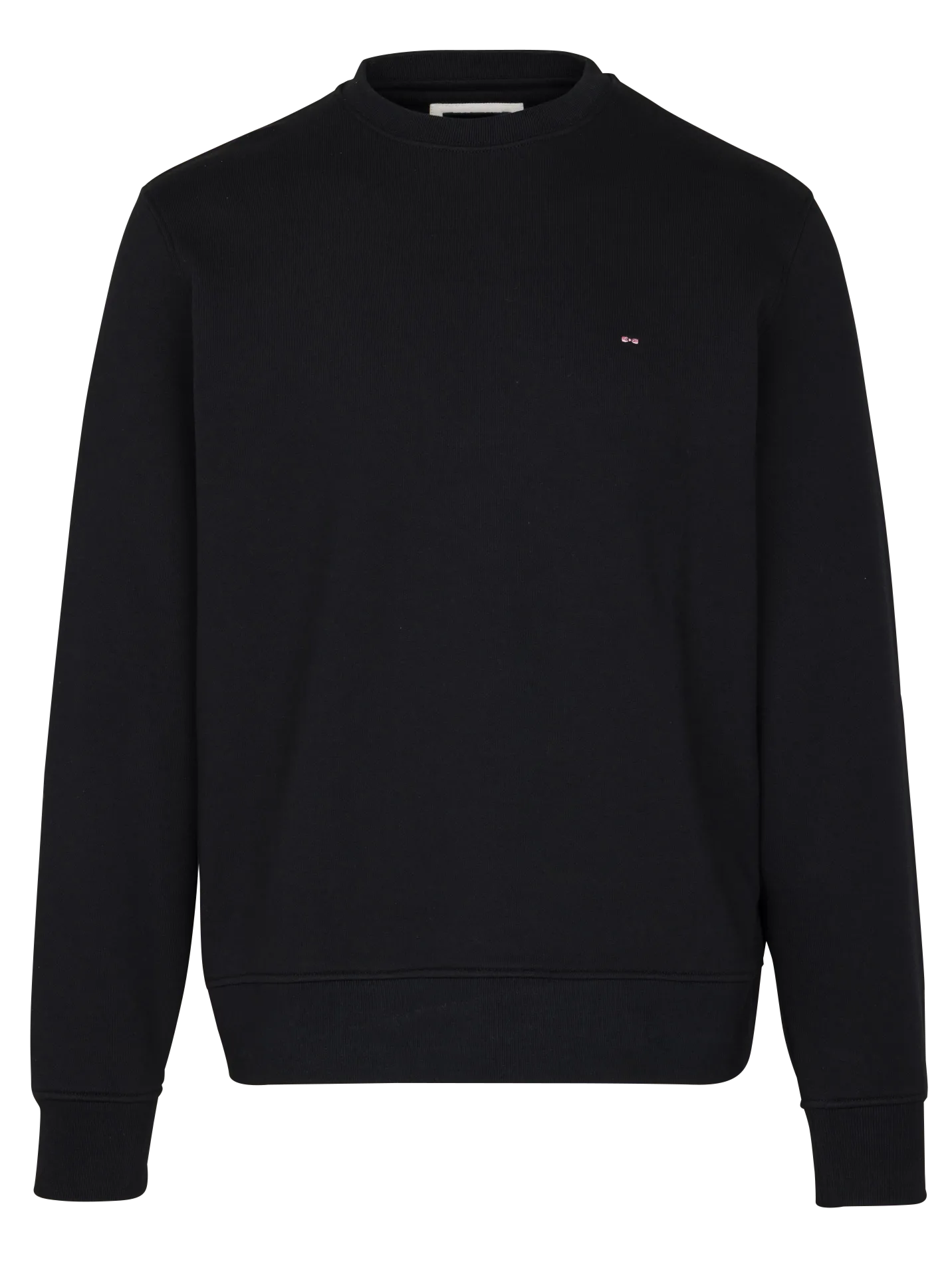 Sweat droit col rond brodé en coton Noir
