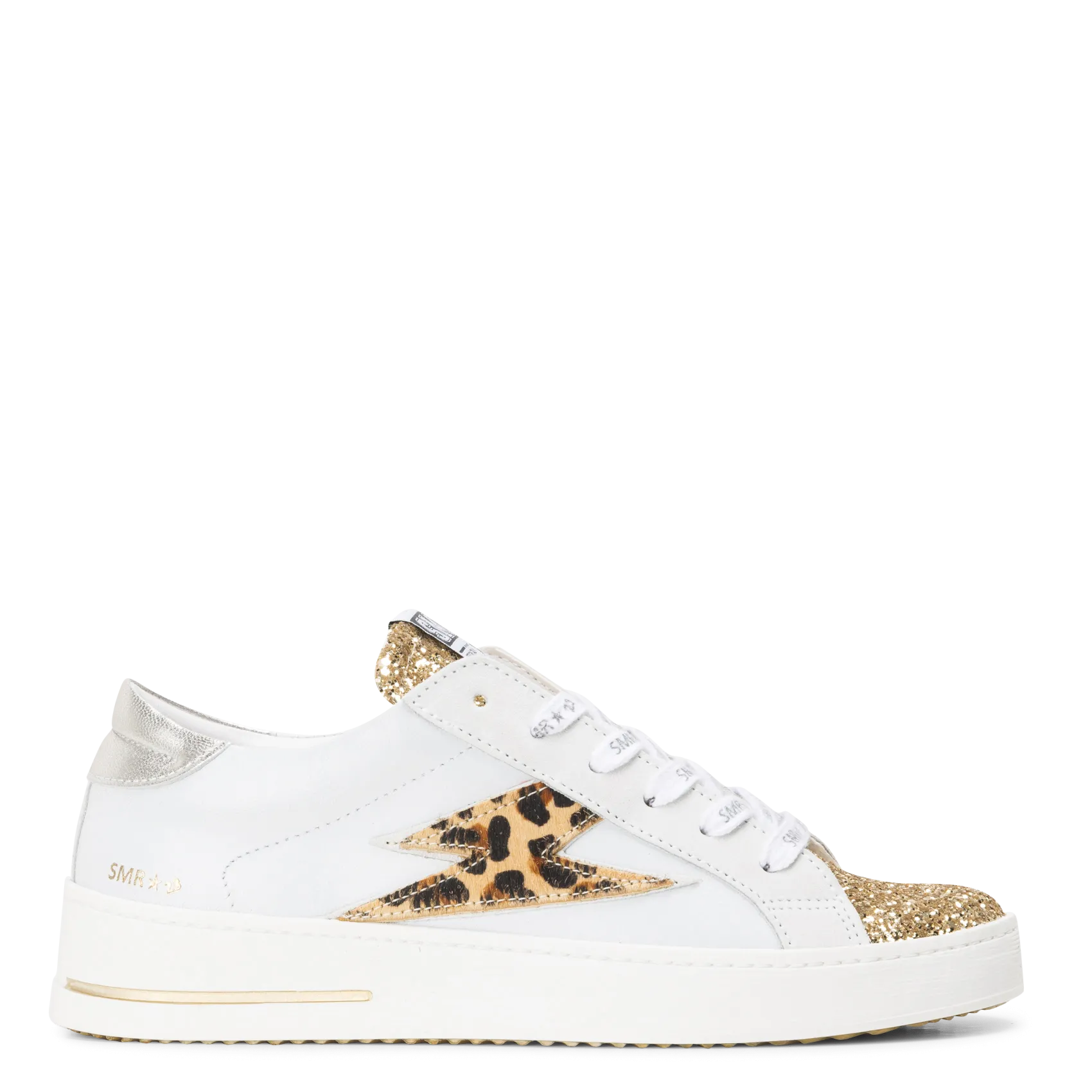 Baskets basses en cuir mélangé Doré MAYA