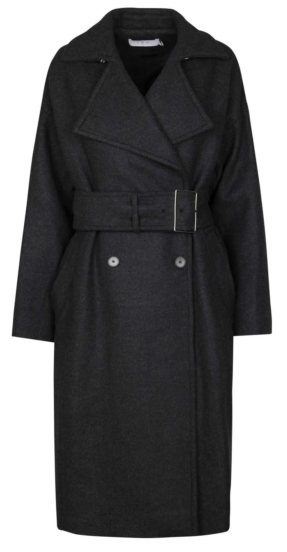 Manteau droit en laine mélangée Gris MEALIA