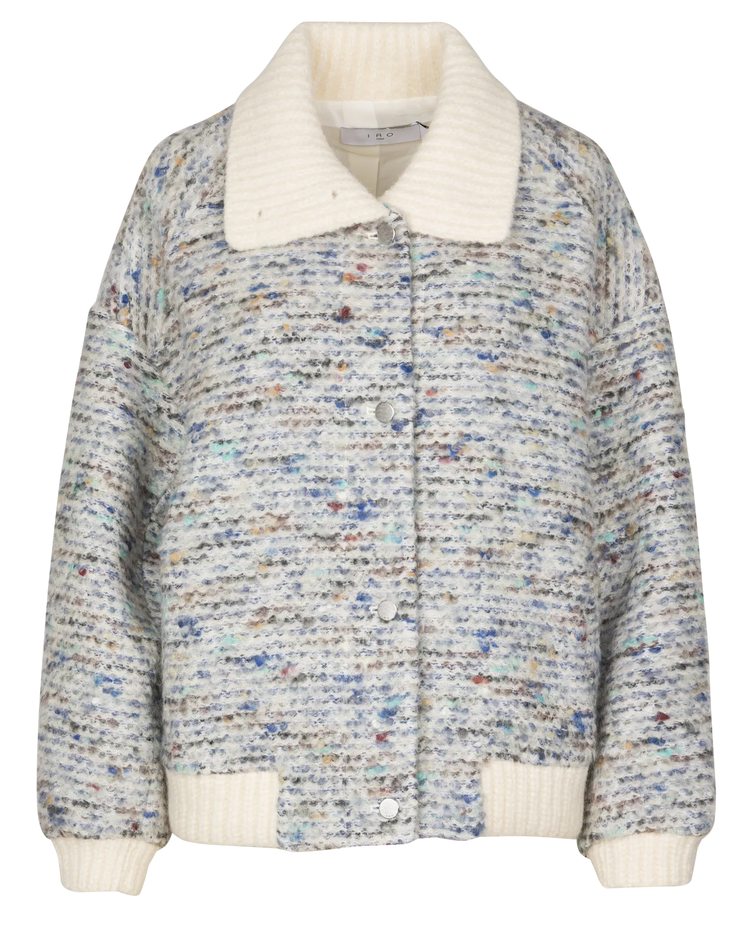 Veste en maille droite col classique Gris SIMONE