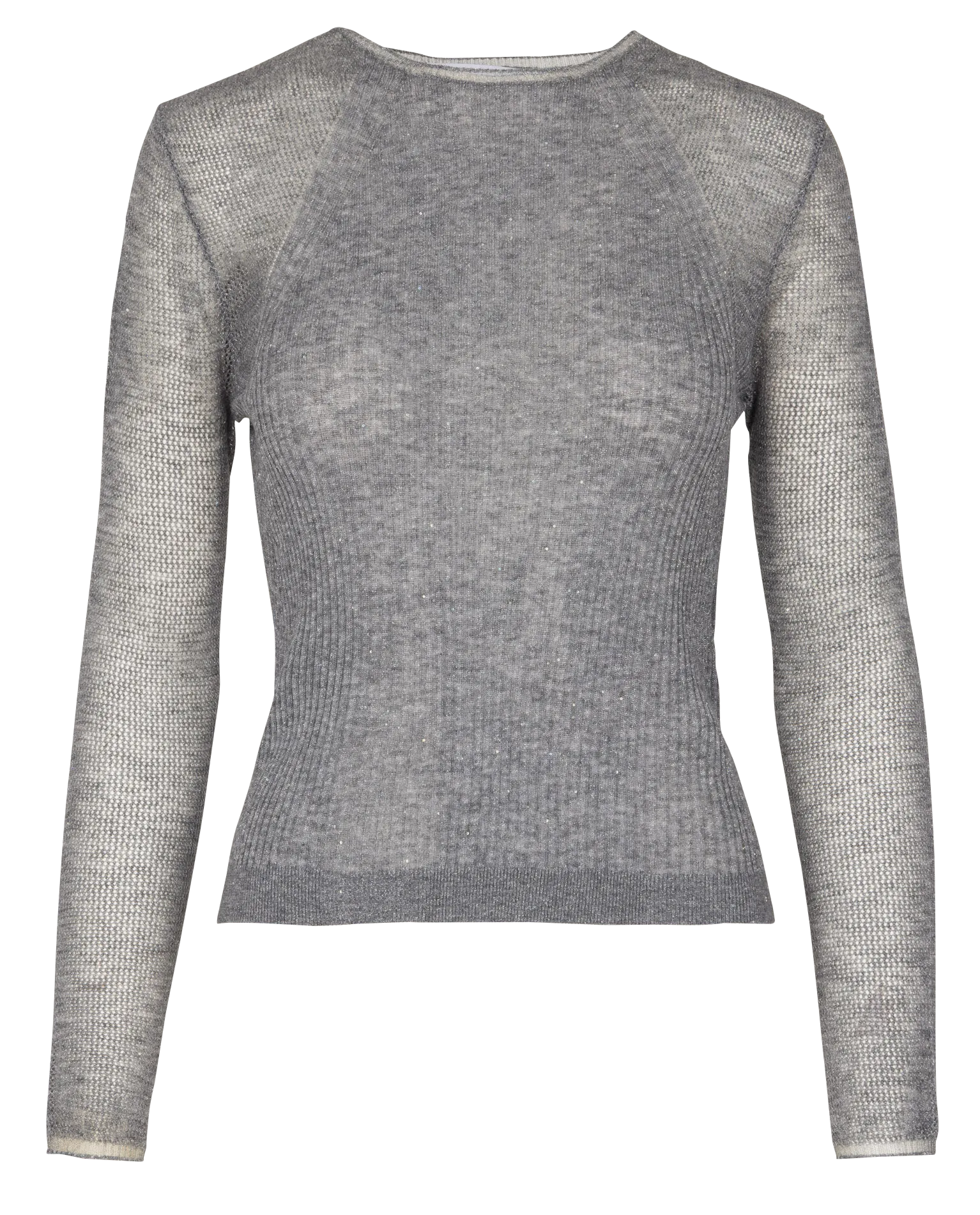 Pull ajusté col rond en laine mélangée Gris KERRIA