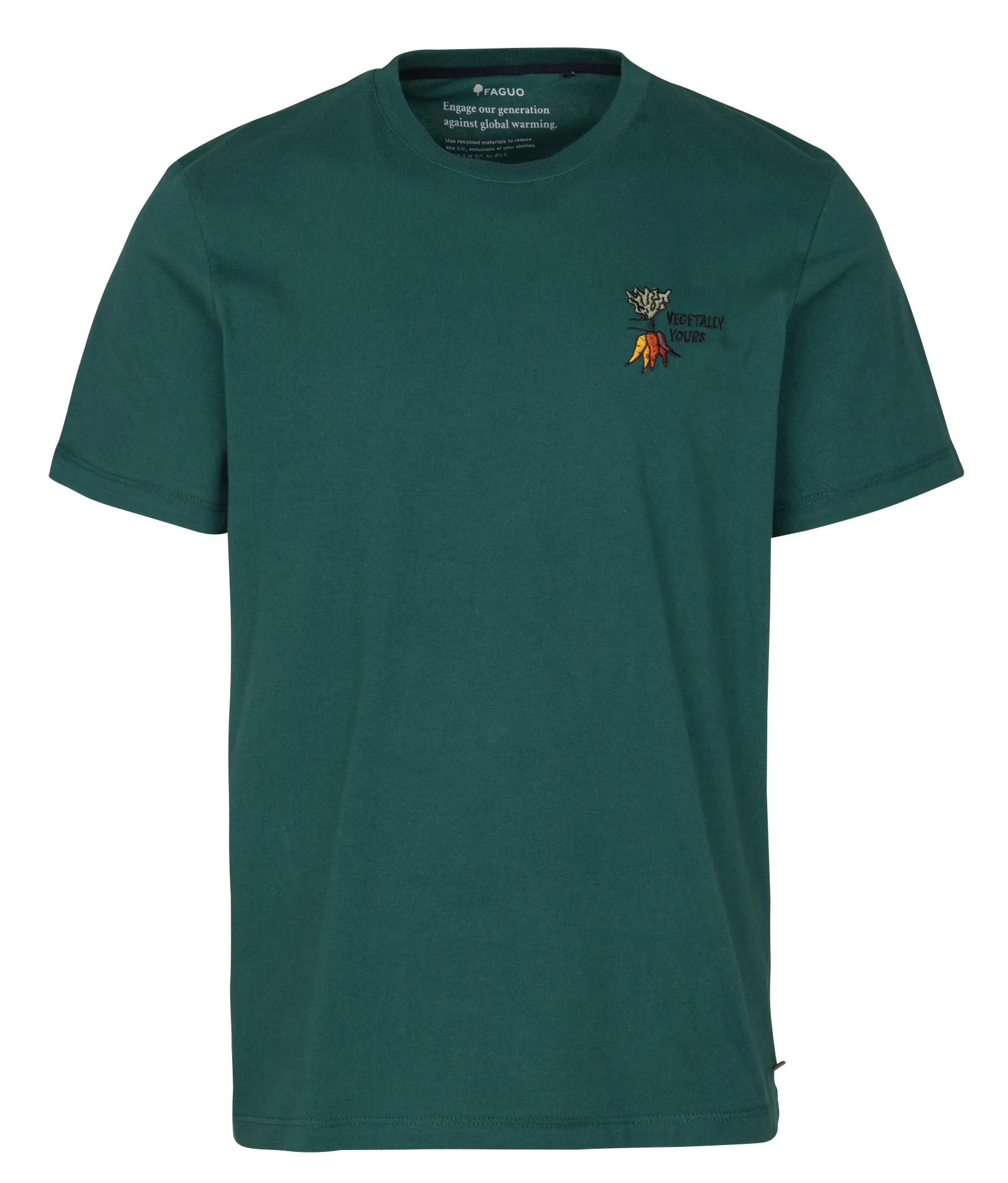 Tee-shirt droit uni à broderie poitrine Vert ARCY