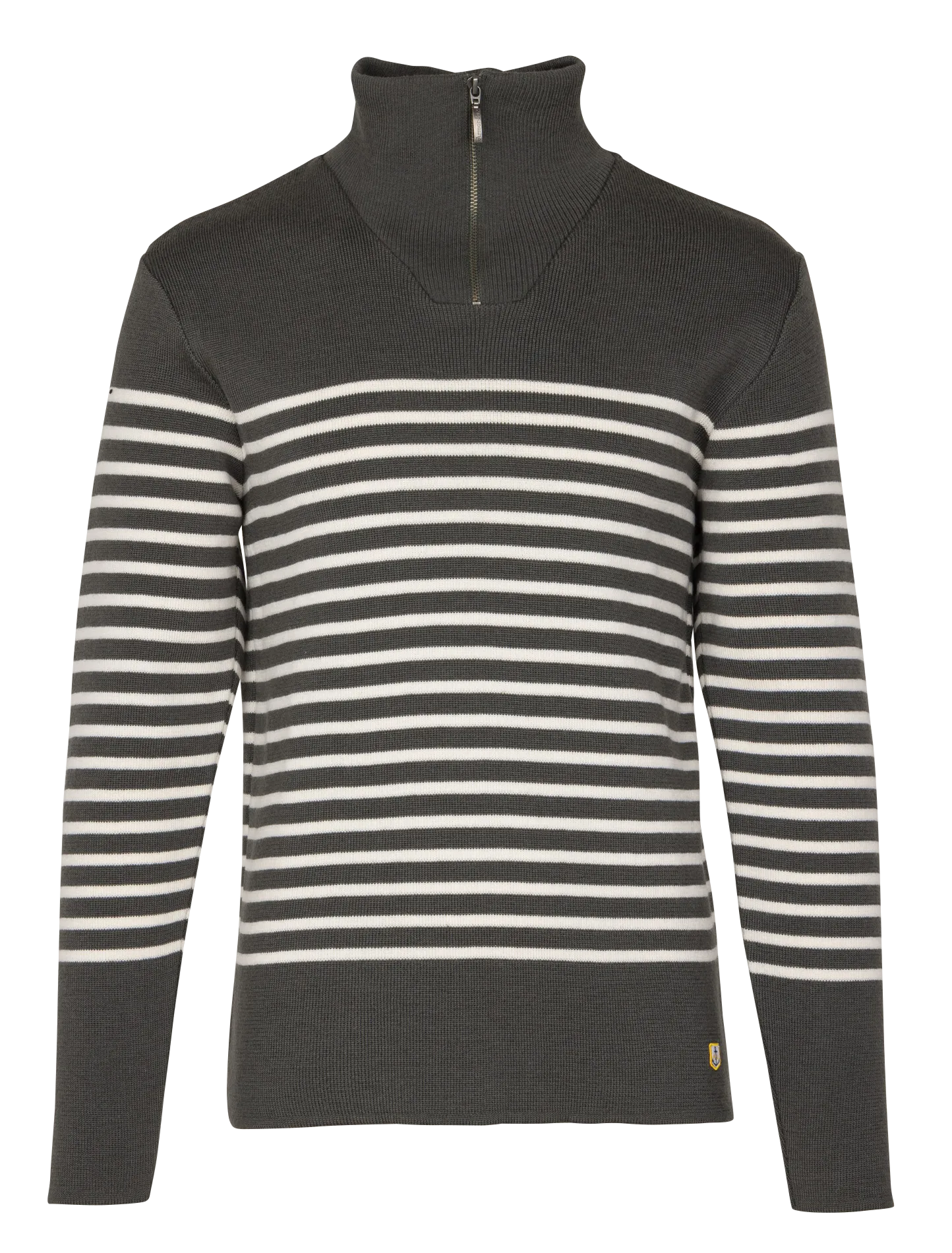 Marinière slim à col camionneur en laine Kaki