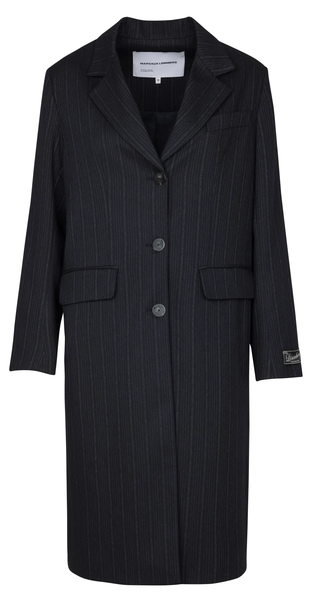 Veste longue droite col tailleur Bleu TOM