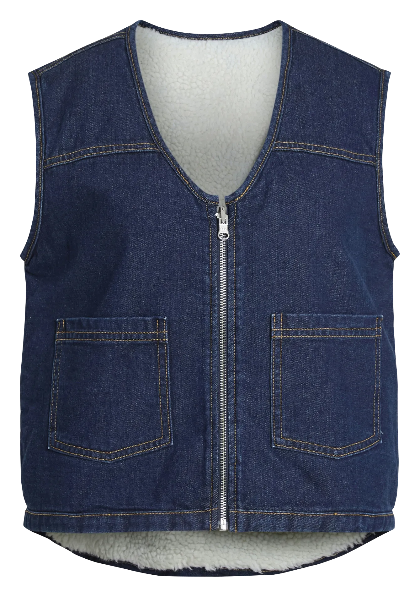 Veste en jean sans manches en coton Bleu STRAZY