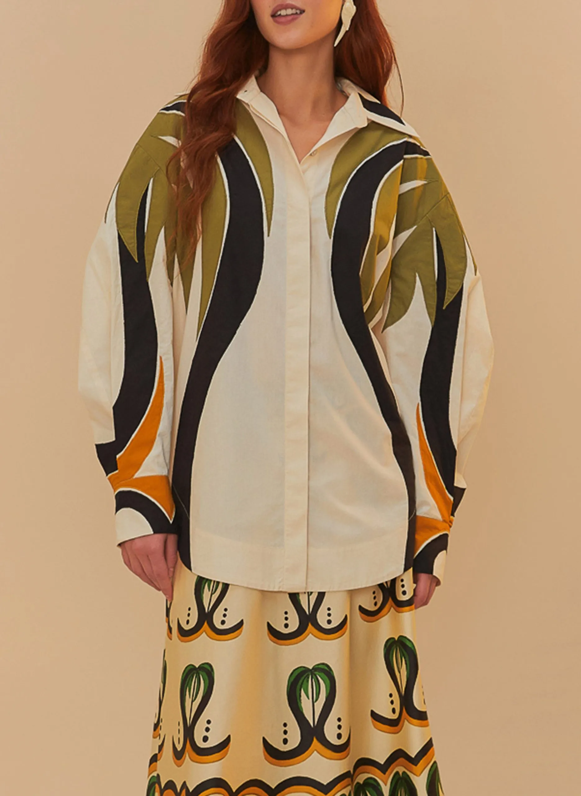 Chemise oversize brodée Multicolore