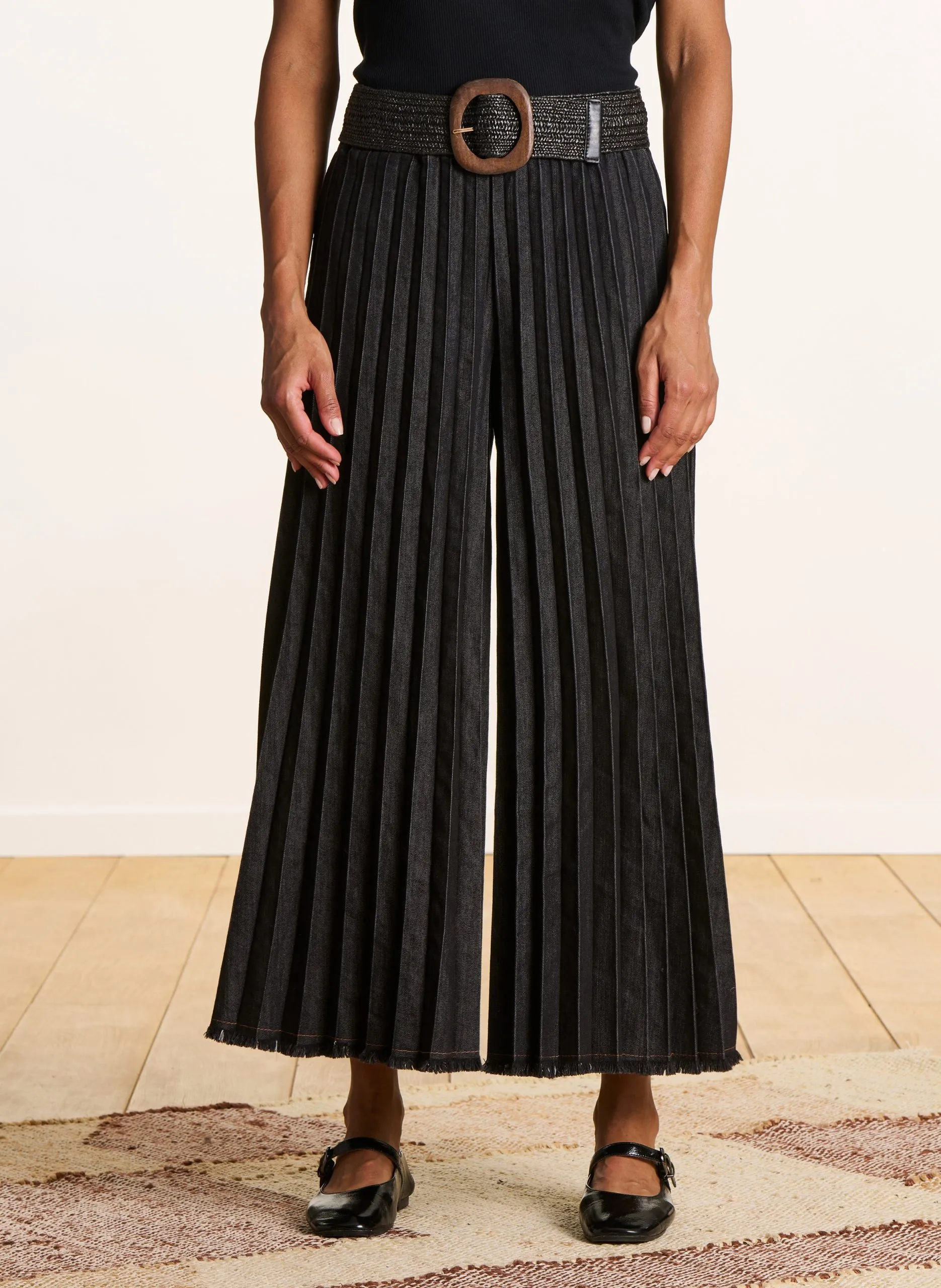 Pantalon large denim Noir