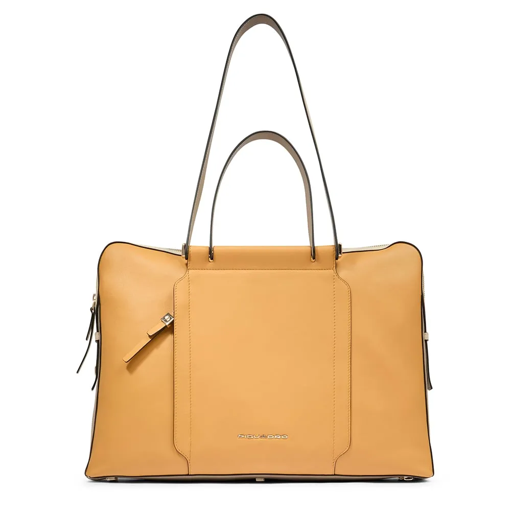 Sac d'ordinateur femme en cuir avec compartment pour ipad®pro 12,9 et protection antichoc Jaune