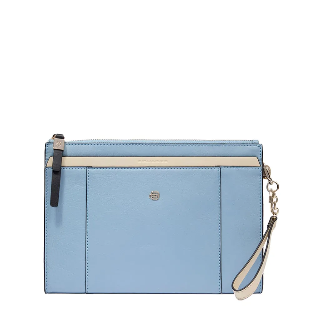 Pochette avec compartiment porte-ipad®mini avec porte-clés amovible Bleu
