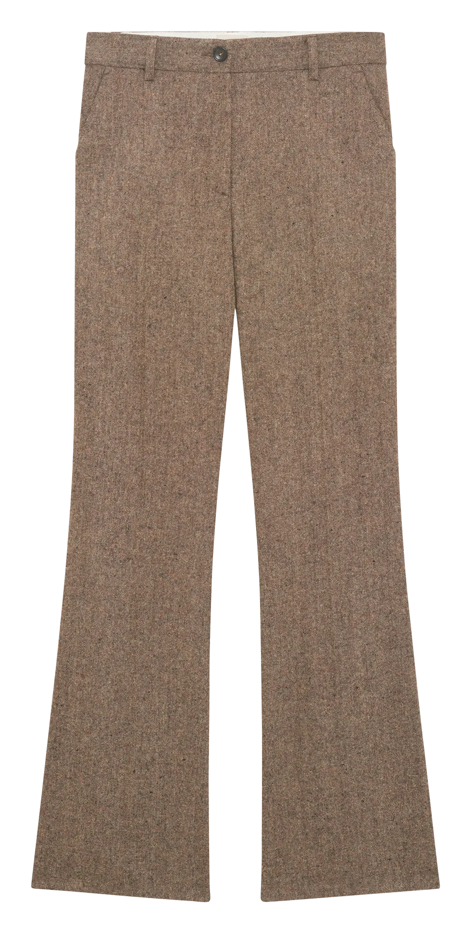 Pantalon large e, laine mélangée Beige CIRCE
