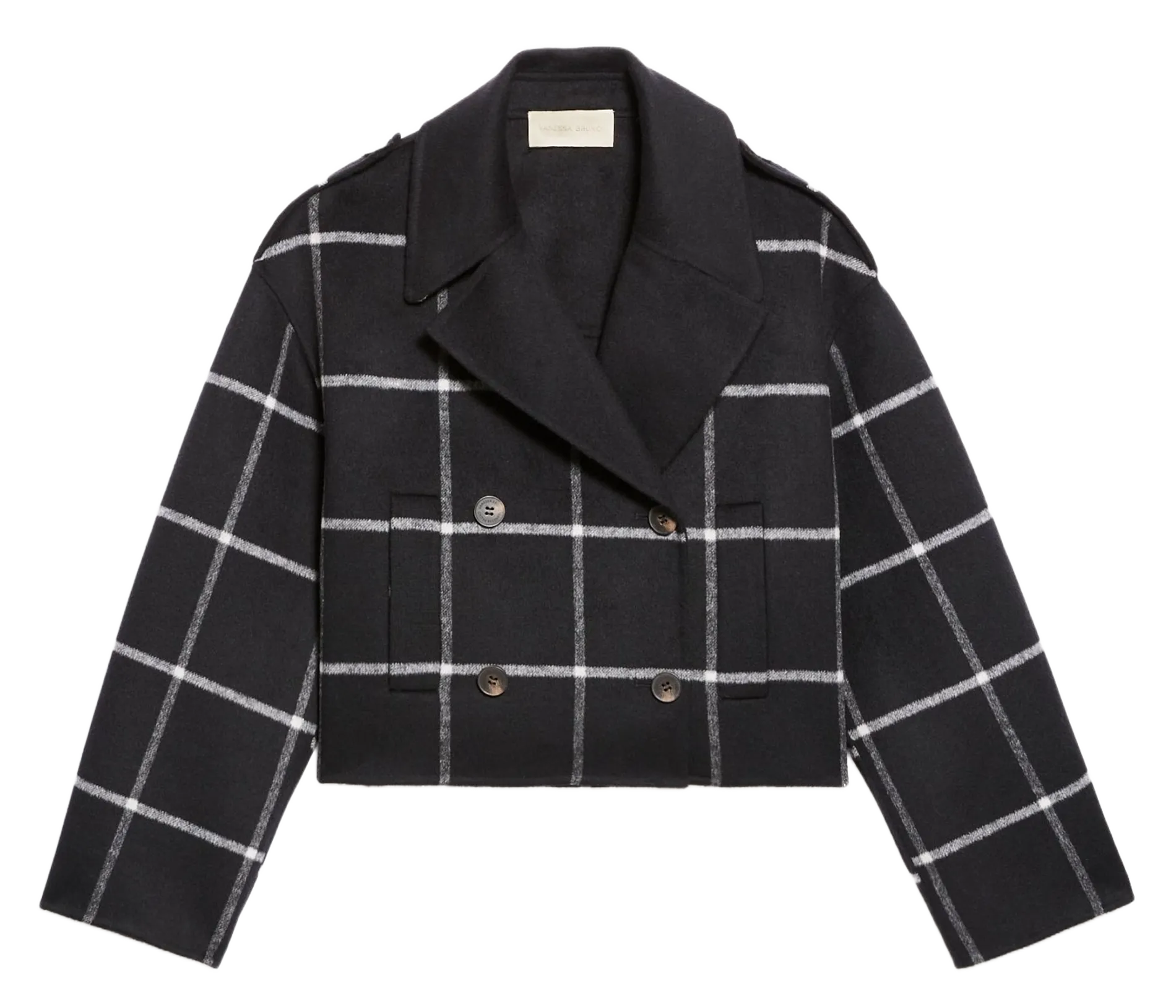 Veste col tailleur en laine mélangée Noir BERAN