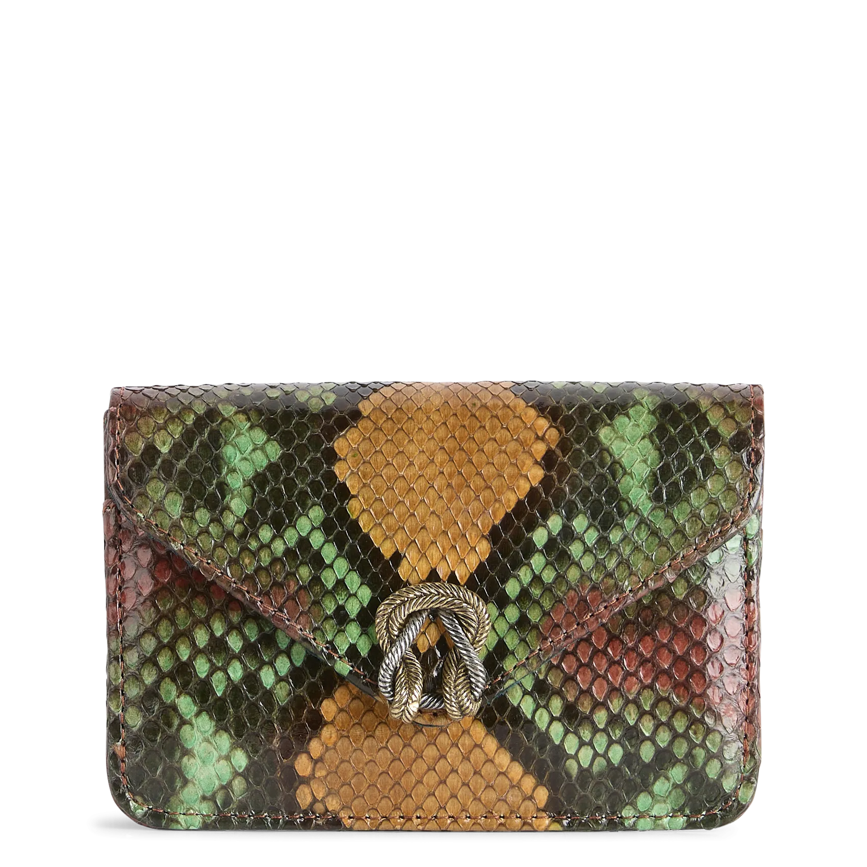 Portefeuille en cuir python mélangé Marron ALEX
