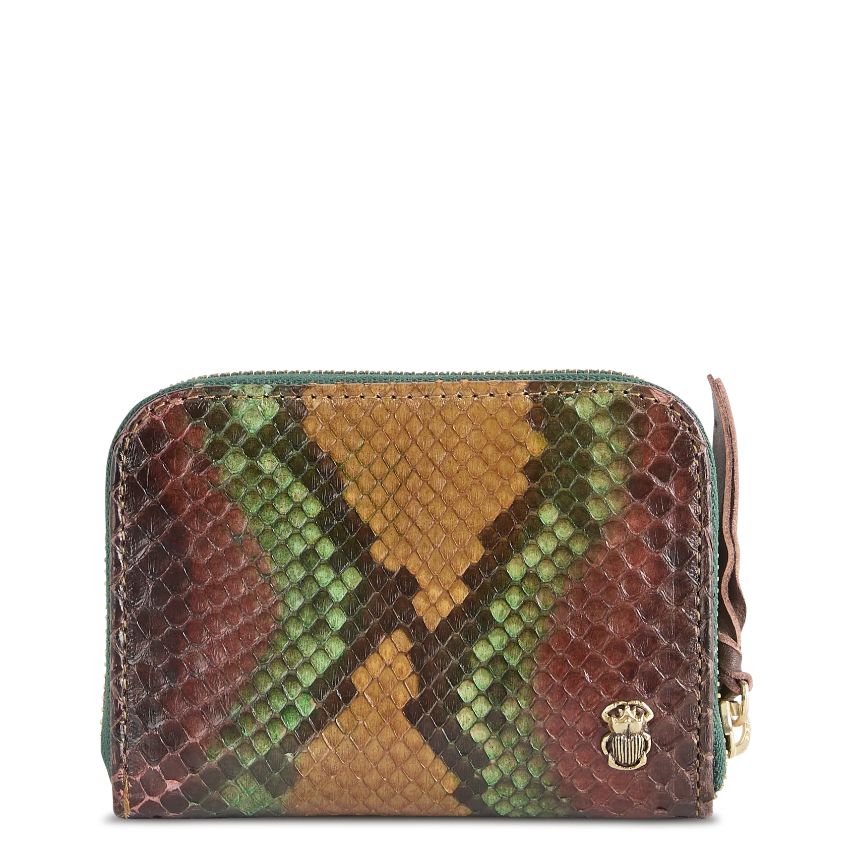 Porte-monnaie en cuir de python mélangé Marron BOB