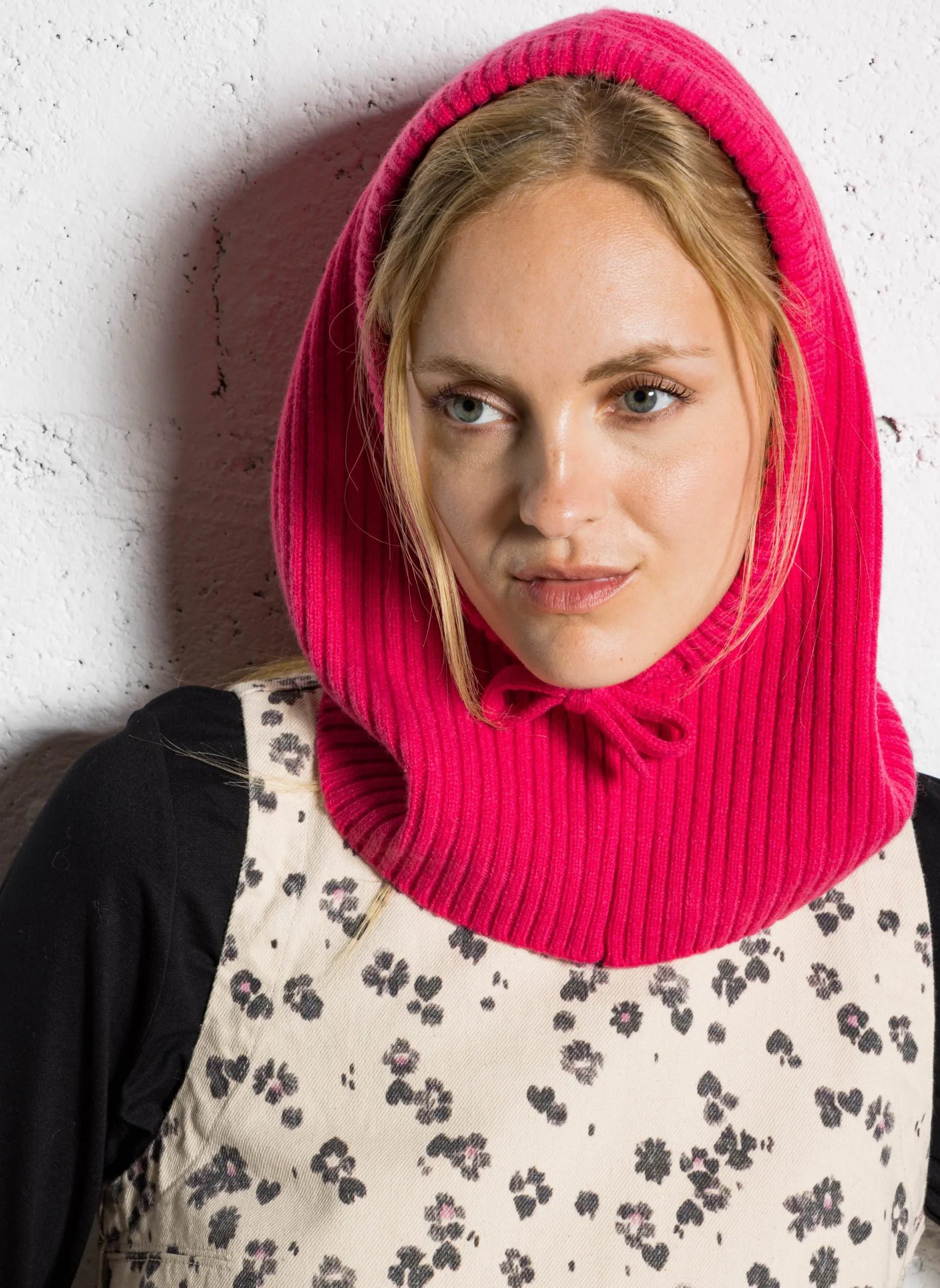 Cagoule en laine côtelée Rose PARADE