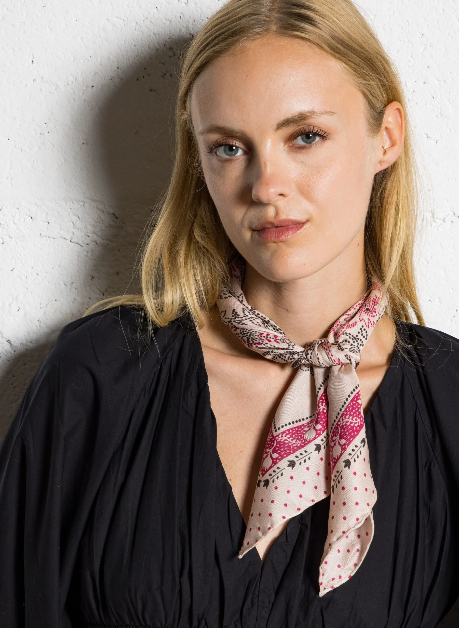 Foulard carré imprimé en soie Blanc