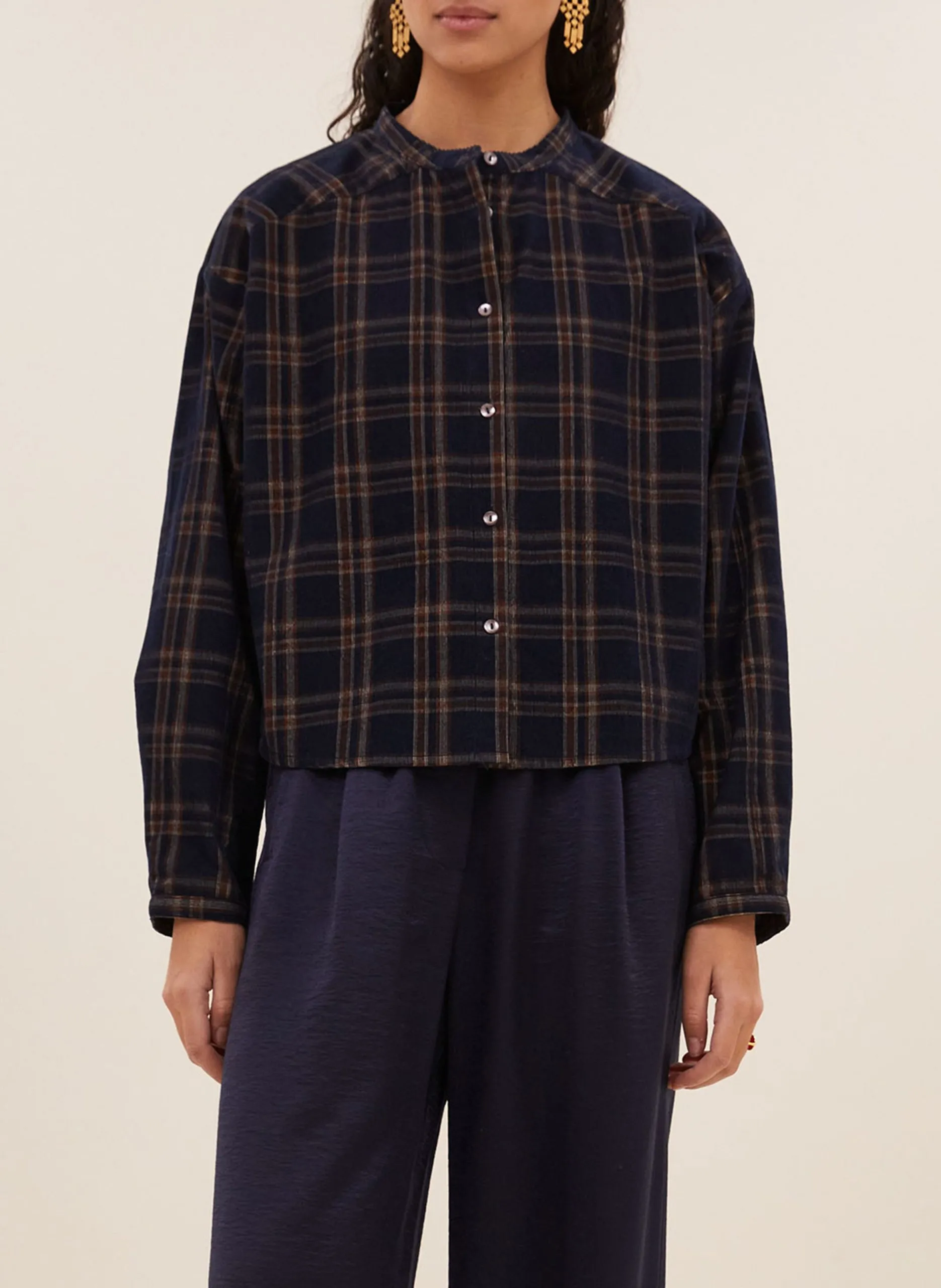 Chemise ample à carreaux Bleu DEAN