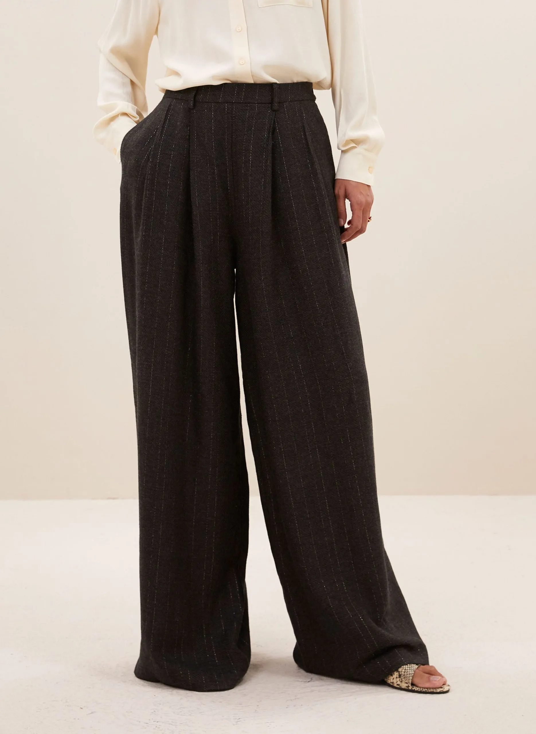 Pantalon large à pinces Gris SEF