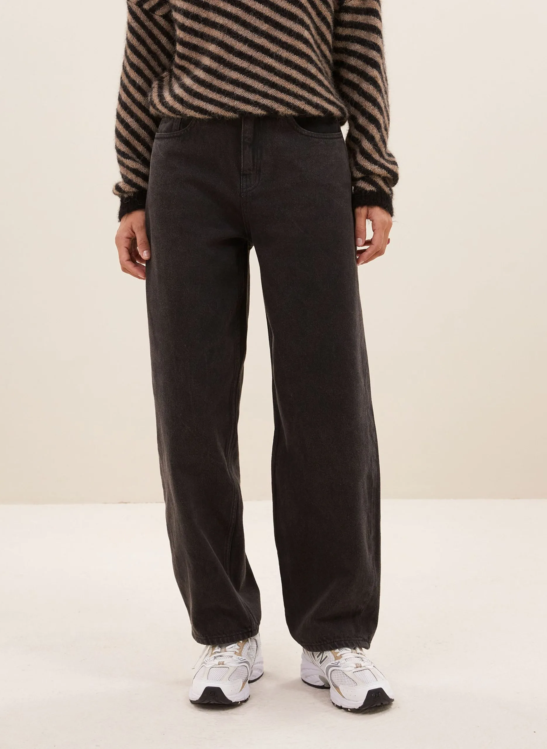 Jean droit imprimé en coton bio Noir LEW