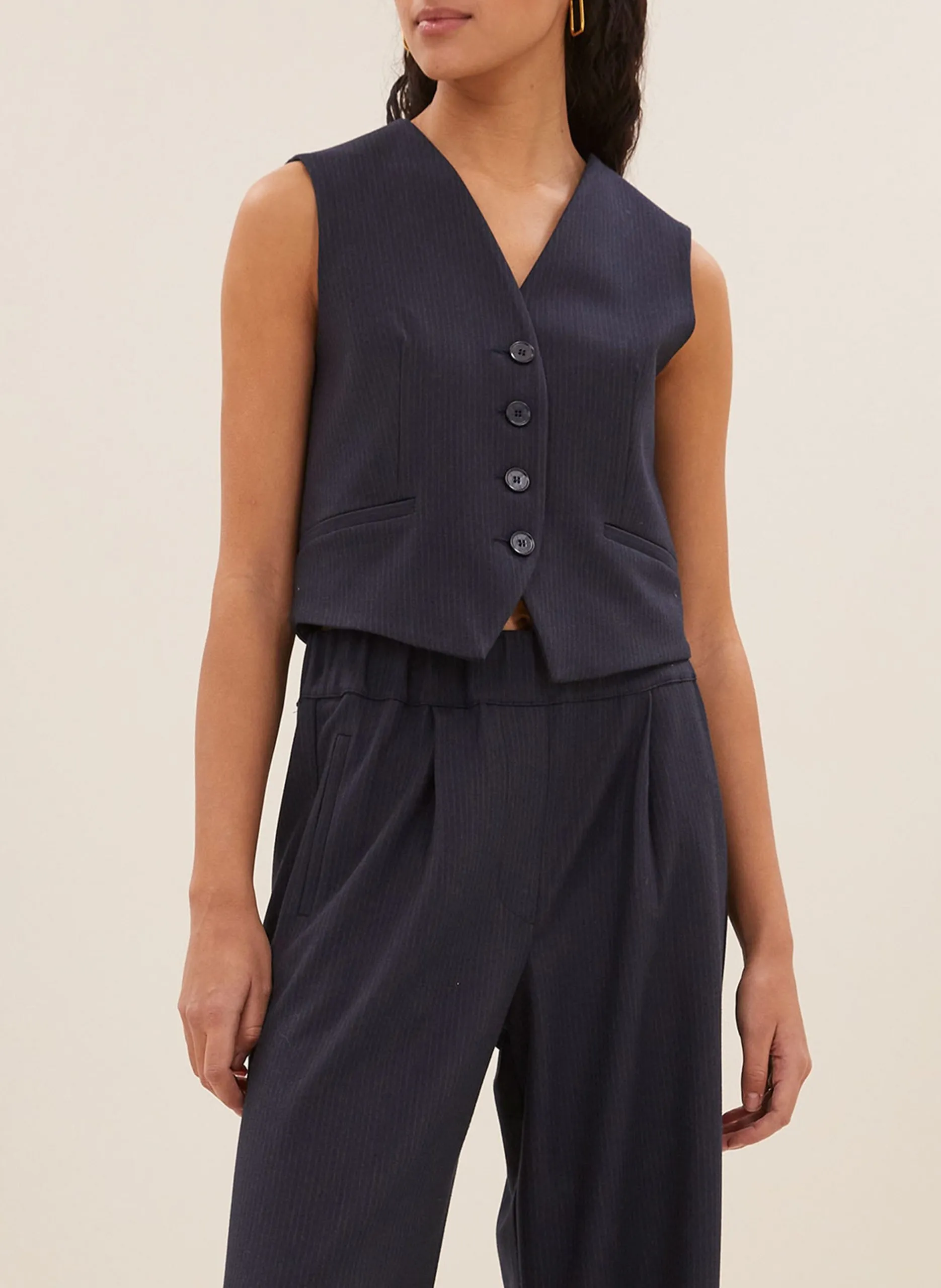 Gilet sans manches à rayures Bleu LYNN