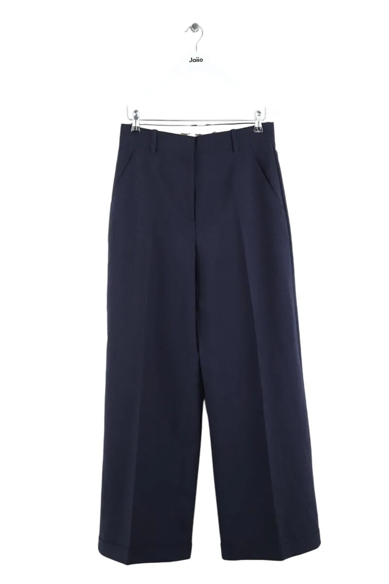 Pantalon large bleu en laine Bleu