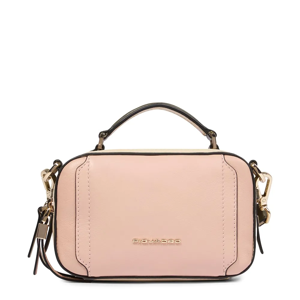 Sac à bandoulière femme en cuir modèle camera case mini avec poignée Rose