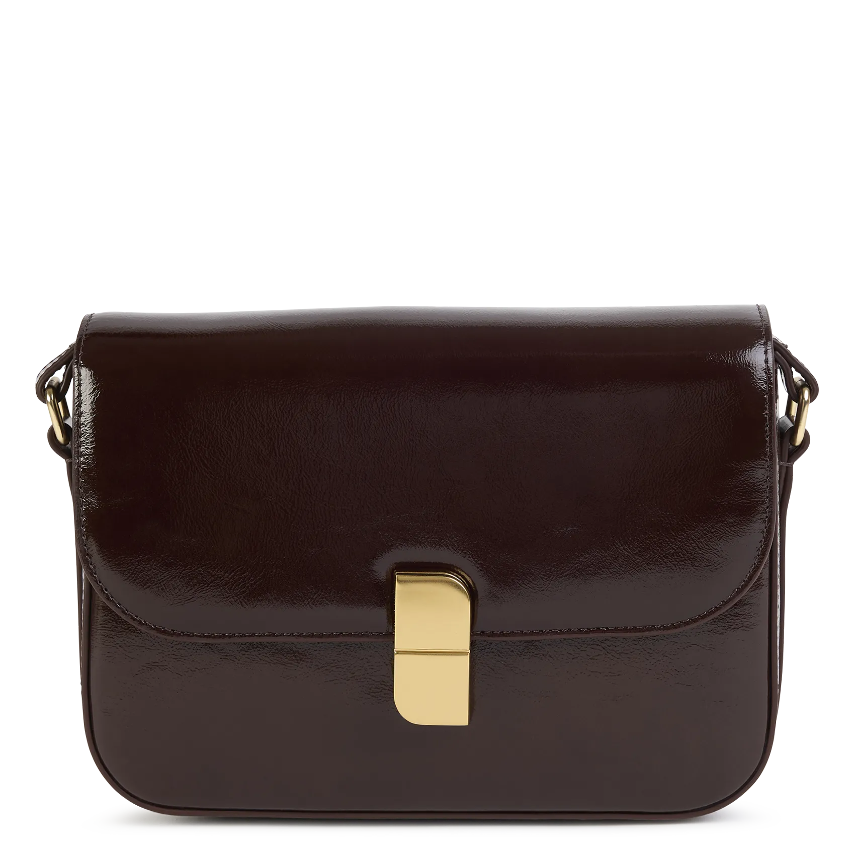 Sac bandoulière à rabat en cuir Marron ALICE