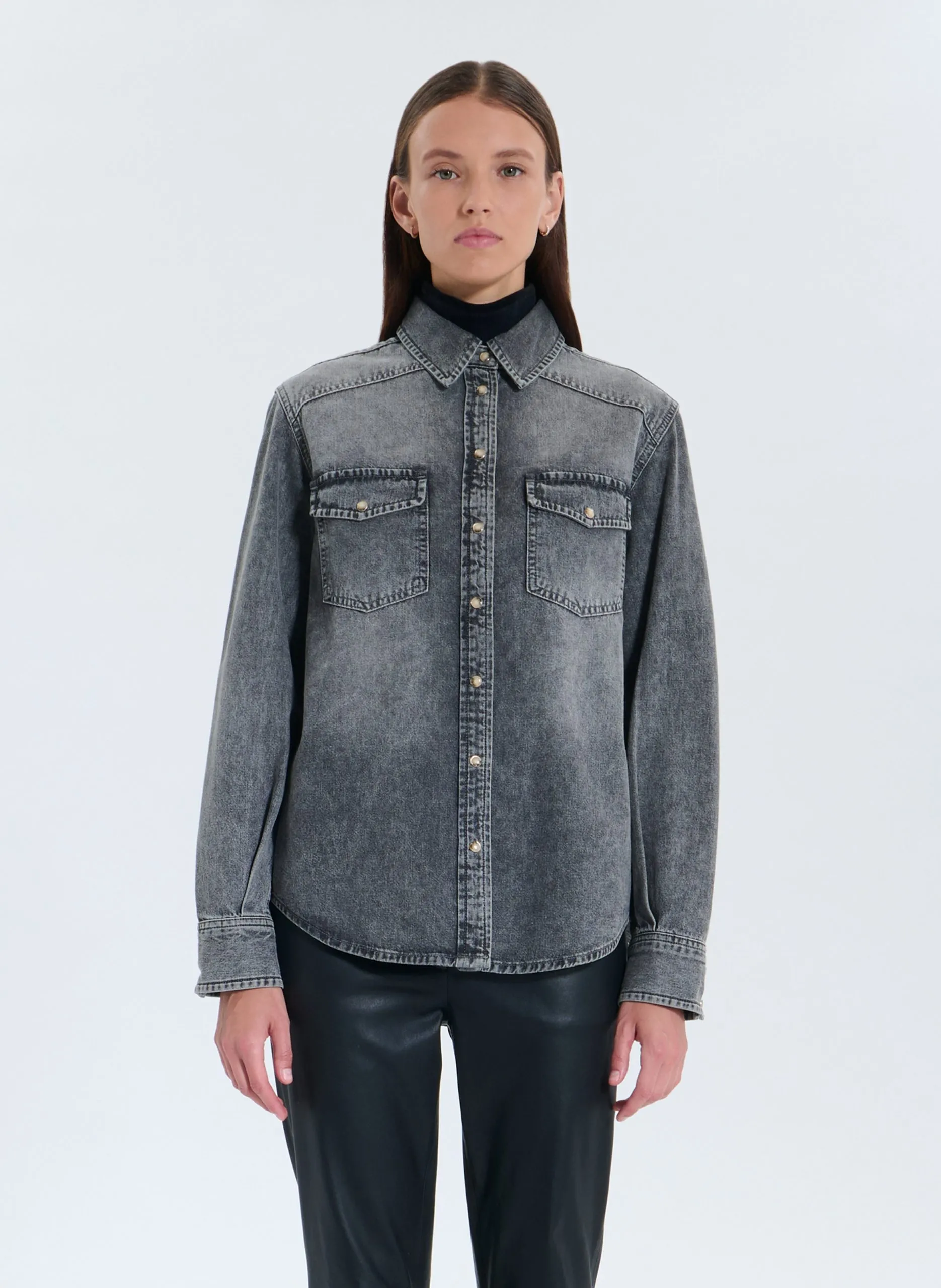 Chemise oversize en coton Noir CHARLOTTE