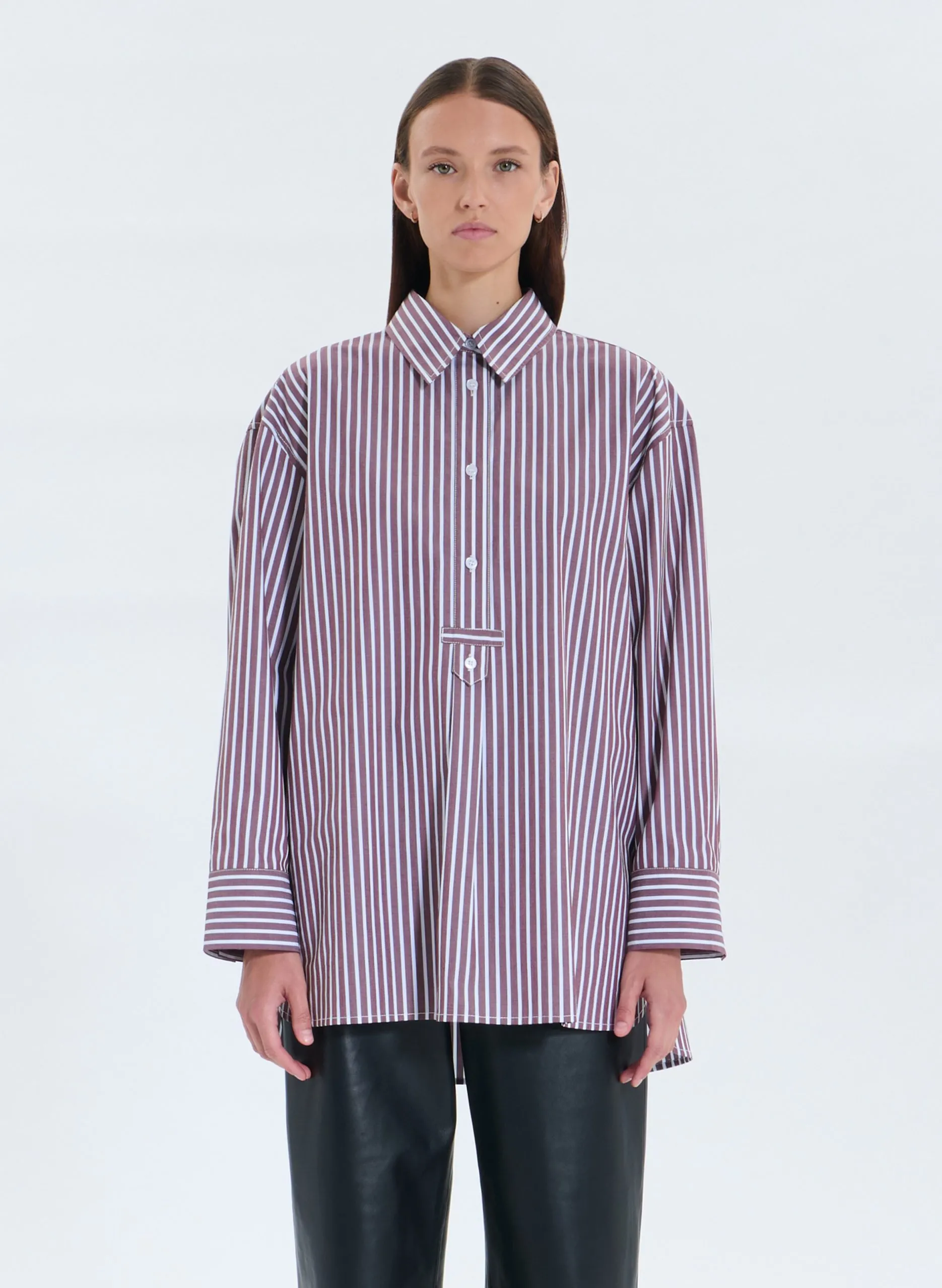 Blouse col classique en coton Rouge CASABLANCA