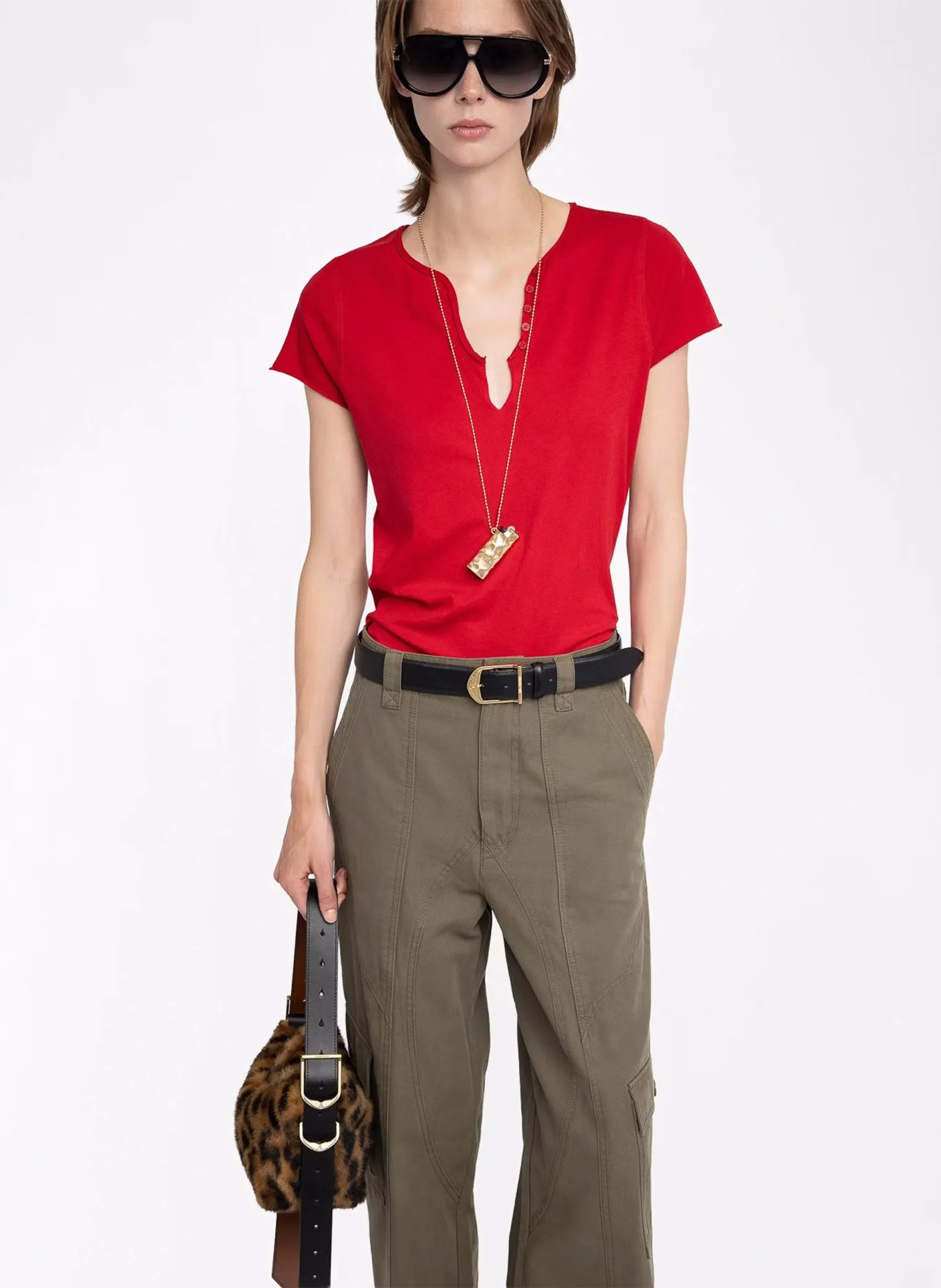 Tee-shirt droit en coton bio Rouge TUNI