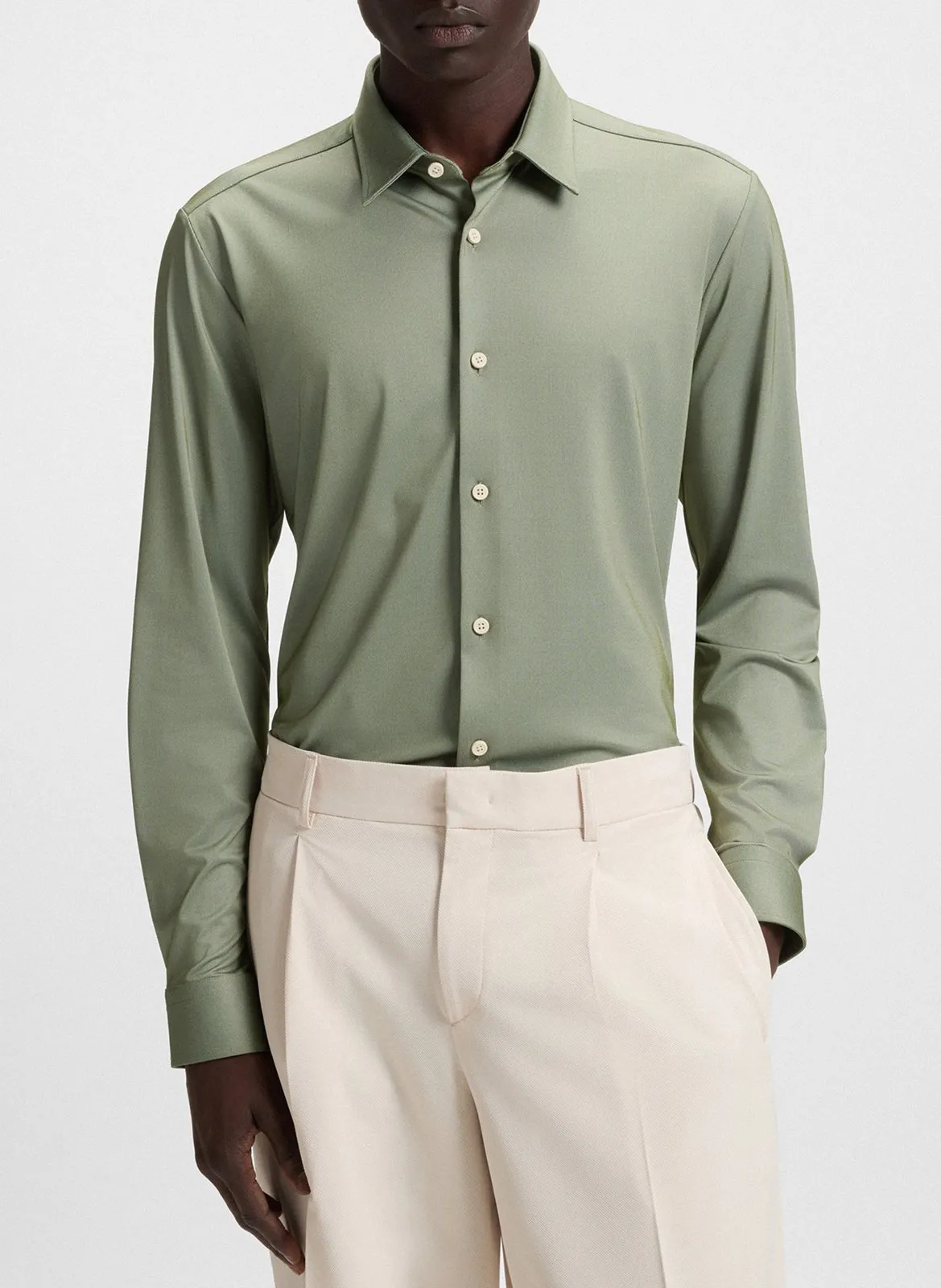 Chemise slim boutonnée Vert