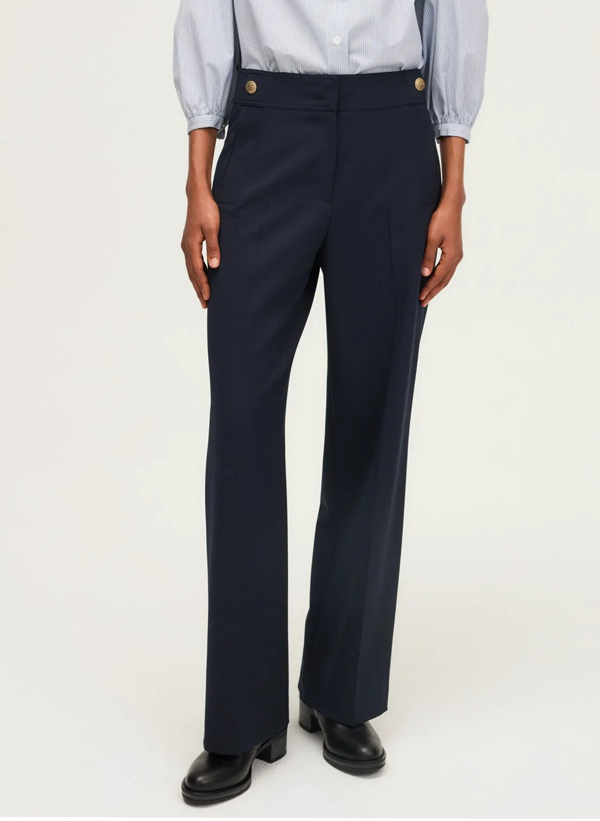 Pantalon droit Bleu CALLYSTA
