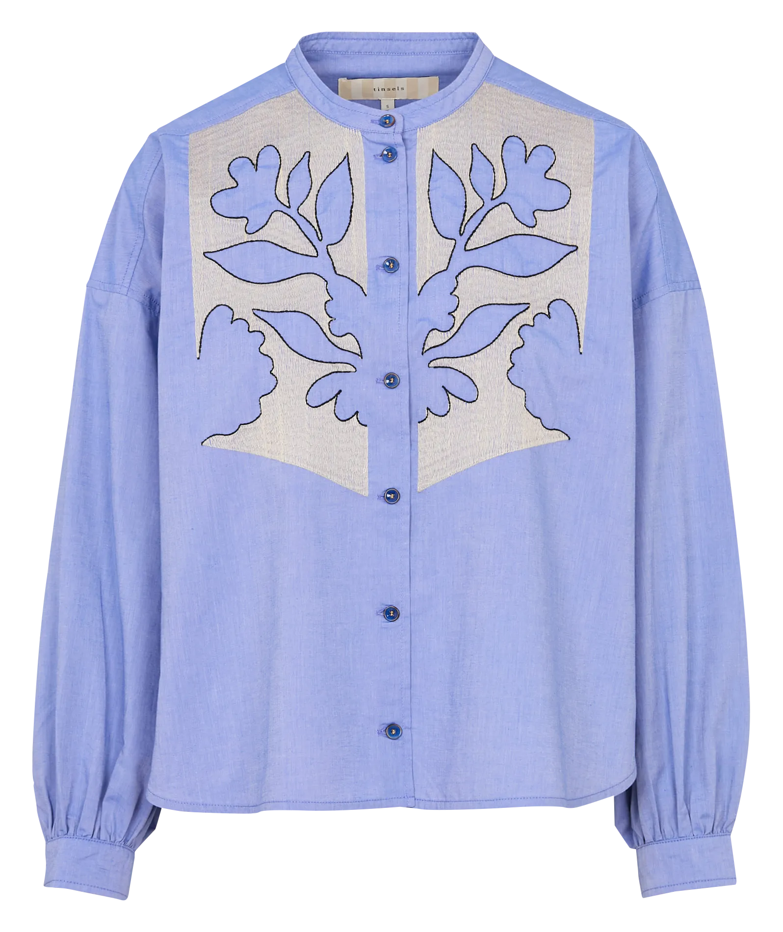 Chemise oversize col mao en coton Bleu DOHA