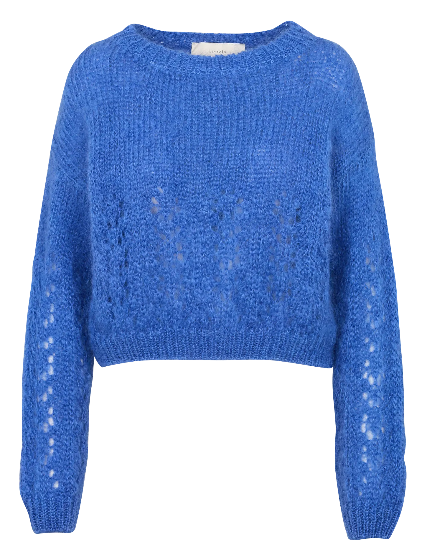 Pull col rond en mohair mélangé Bleu DION