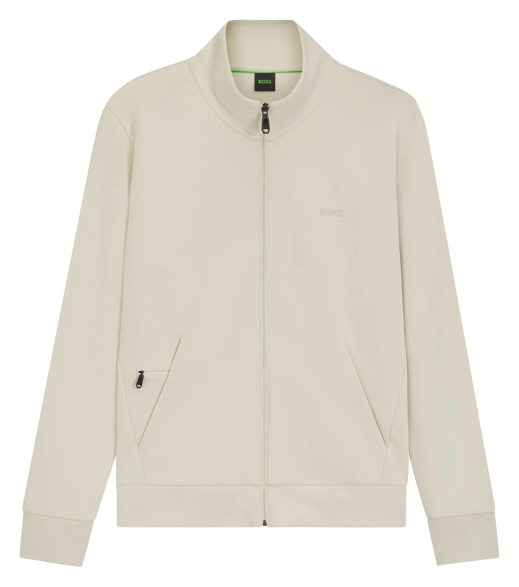 Sweat droit zippée sérigraphié en coton stretch Blanc