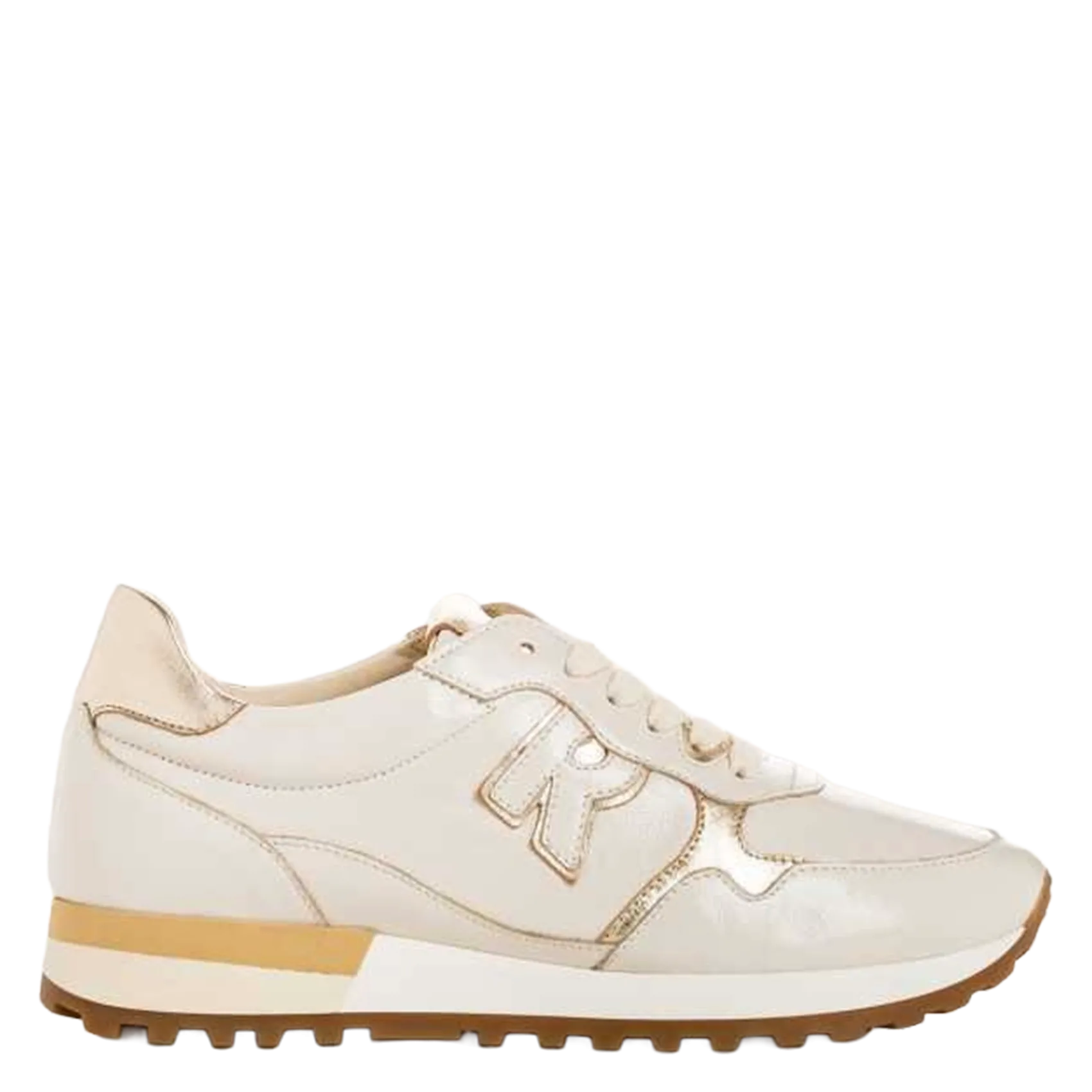 Baskets basses en cuir métalissé Beige MANIA