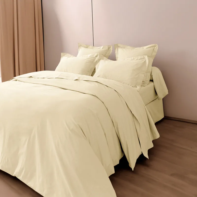 Pack complet housse de couette percale de coton peigné "julian" toutes dimensions coton pur Blanc