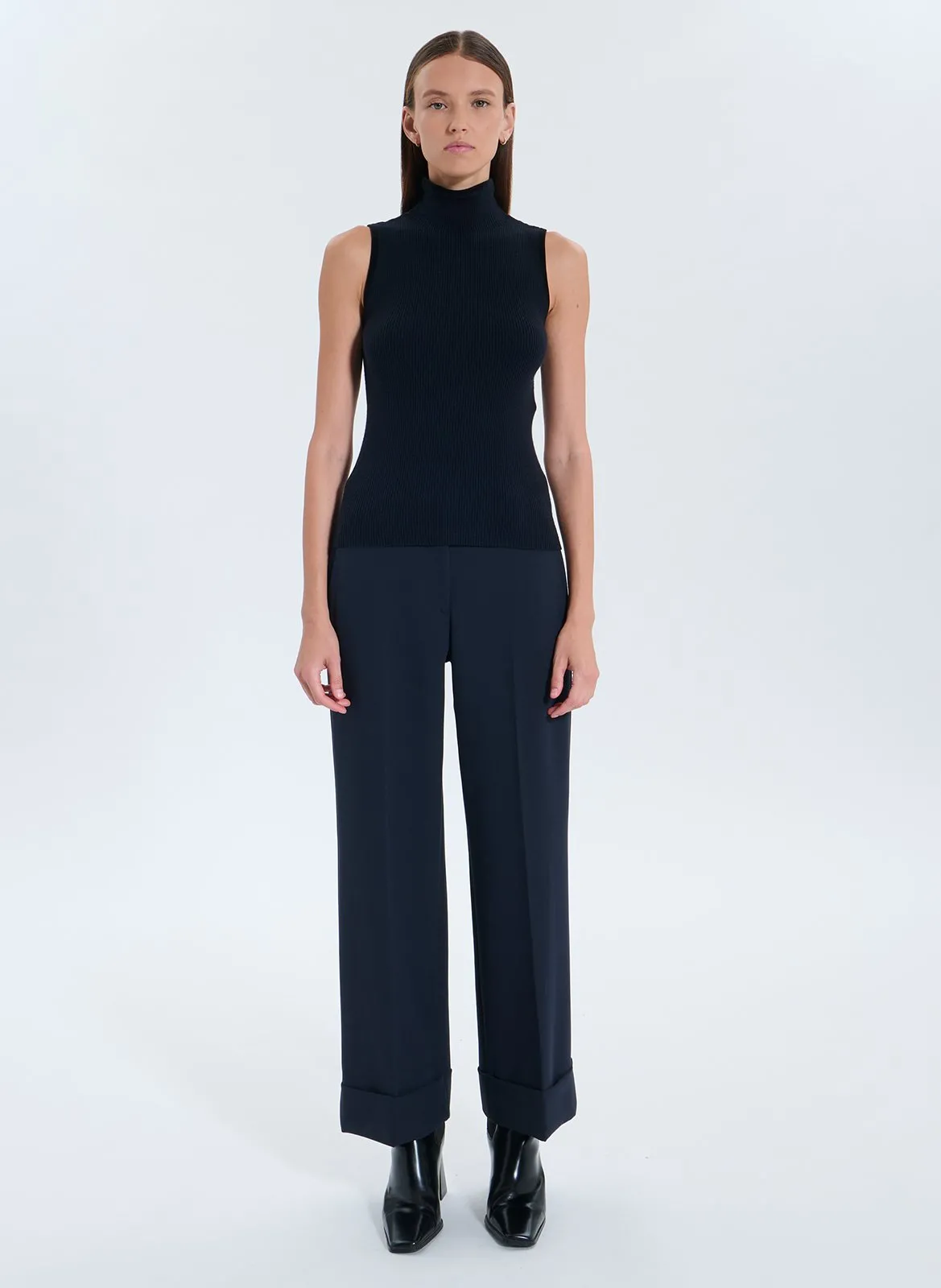 Top ajusté en maille Bleu NAHA