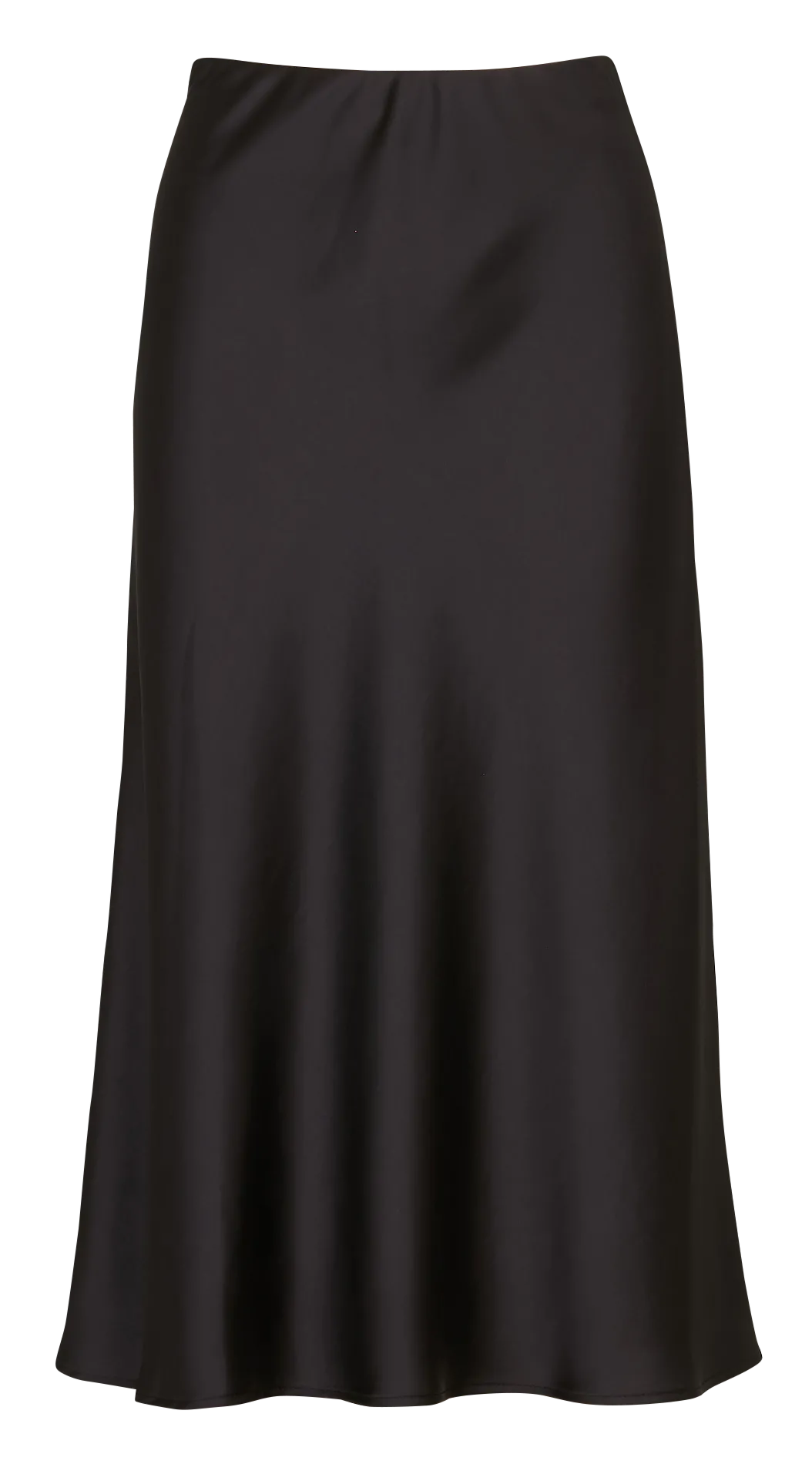 Jupe évasée unie en satin Noir