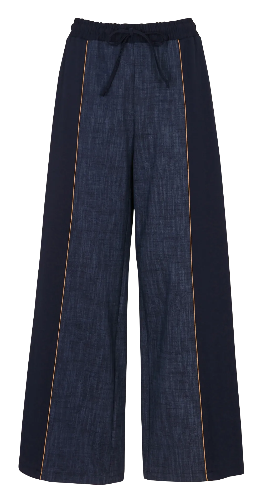 Pantalon fluide taille élastiquée bicolore Bleu