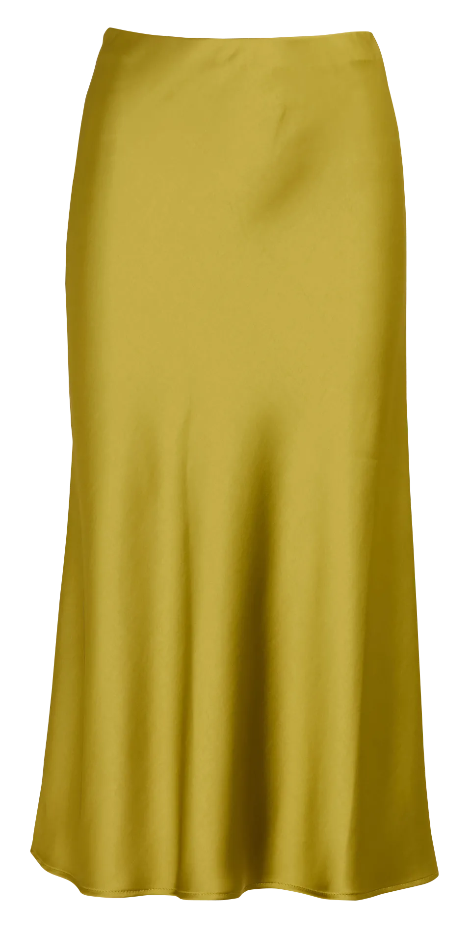 Jupe évasée unie en satin Jaune