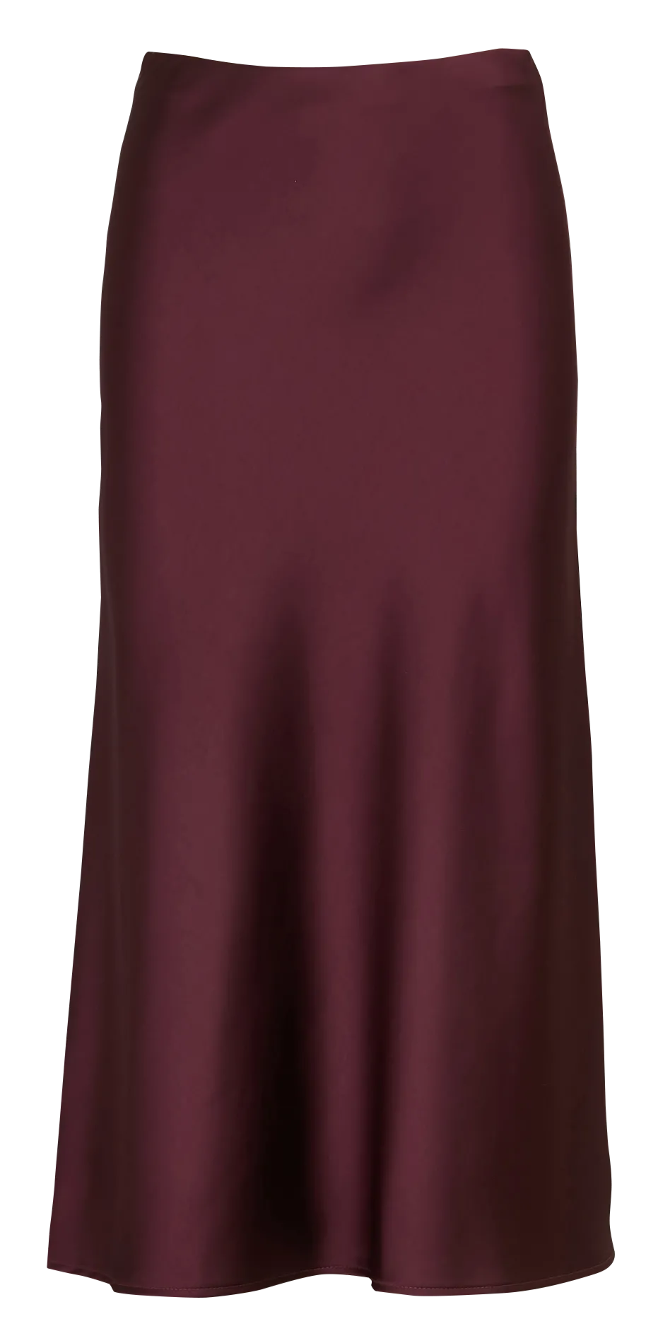 Jupe évasée unie en satin Prune