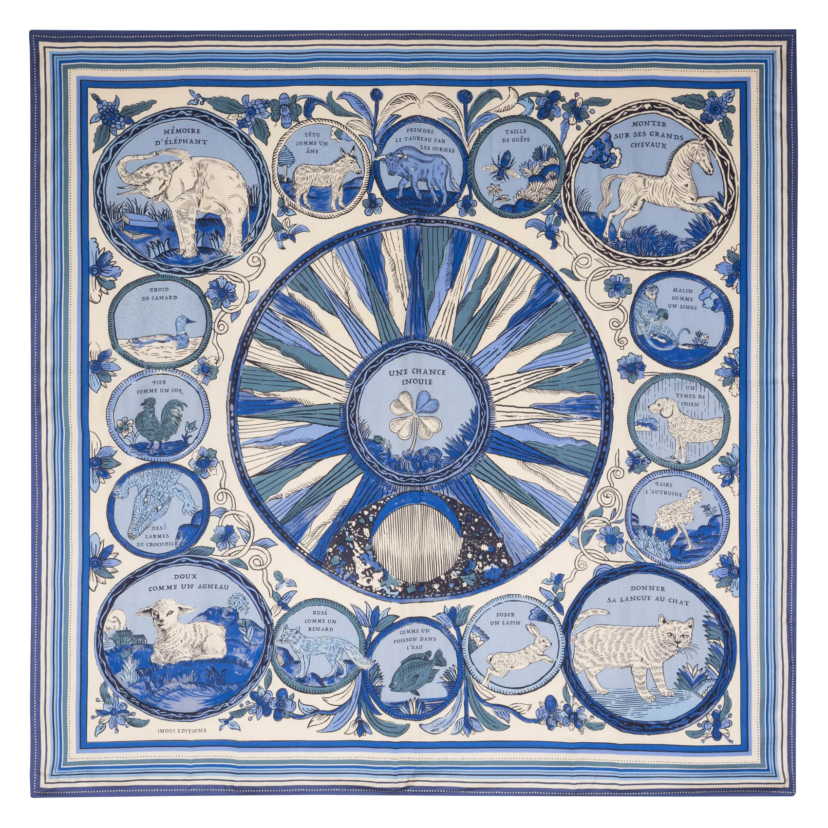 Foulard en soie mélangé Bleu CHANCE INOUI