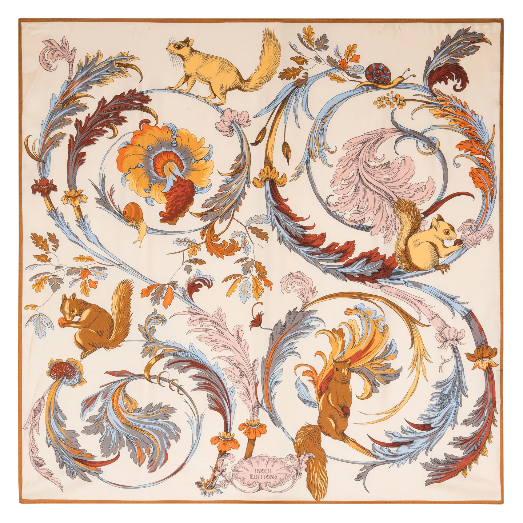 Foulard imprimé en soie et mélangé Blanc ROCOCO