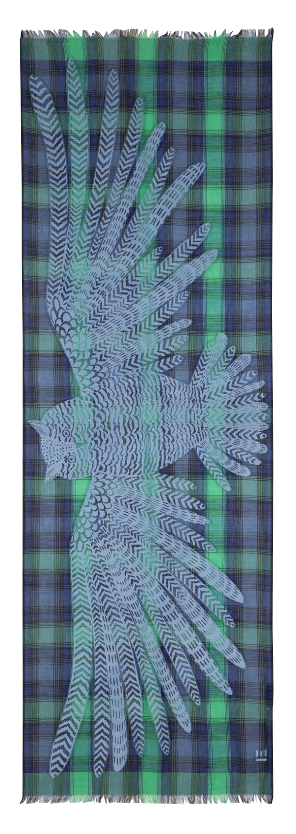 Echarpe imprimée à bords effilés Vert 3D HEDWIGE