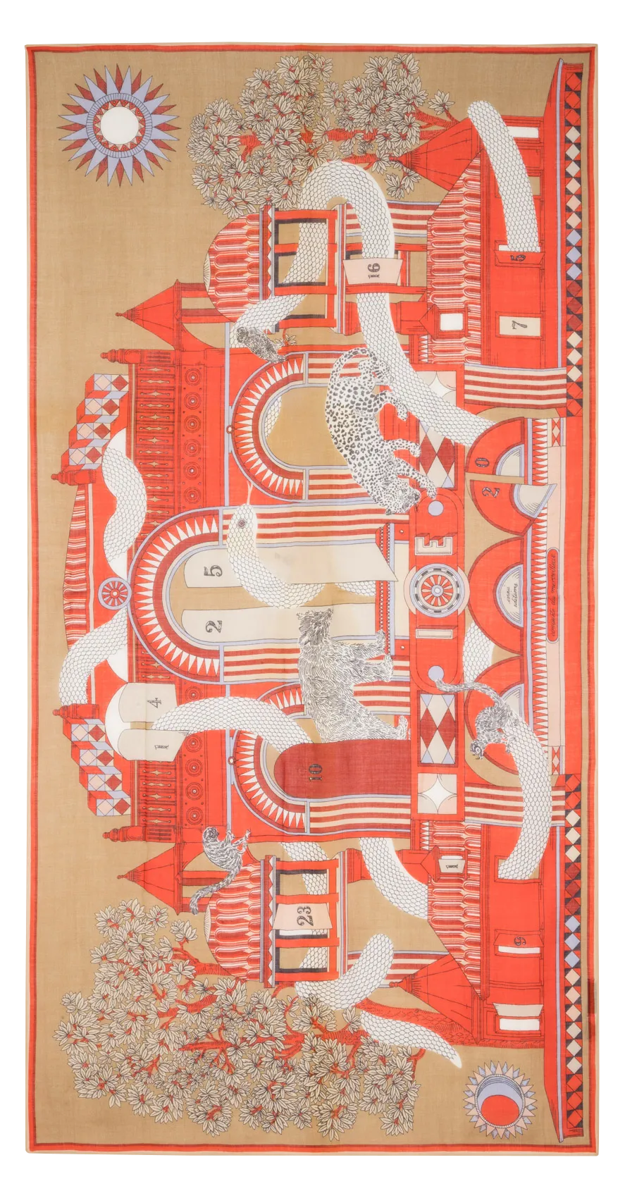 Etole rectangulaire imprimée en laine Rouge NICOLAS