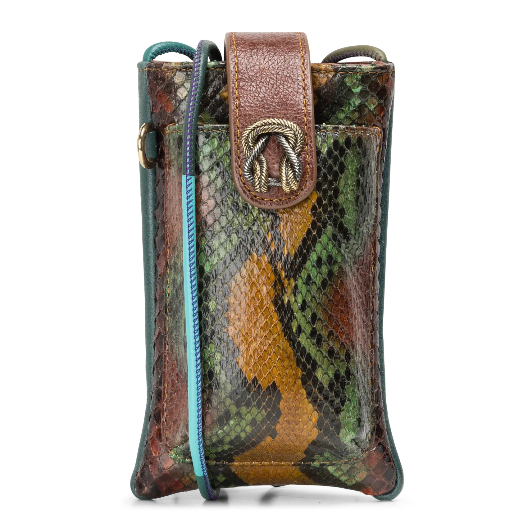 Pochette de téléphone en cuir imprimé Marron MARCUS